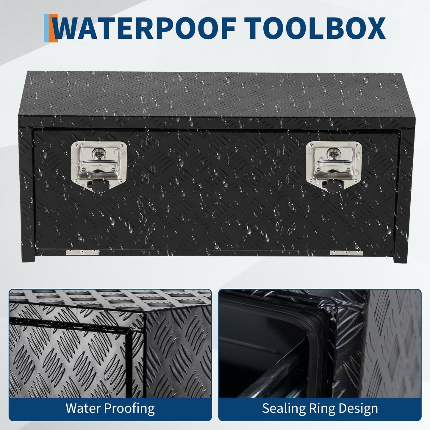 ActiveTrail Heavy Duty Aluminum Truck Bed Tool Box, Waterproof Trailer Storage Box with t-Handle & Lock, 18"X18"X36" Storage Toolbox for Pickup Truck Bed, RV, Trailer