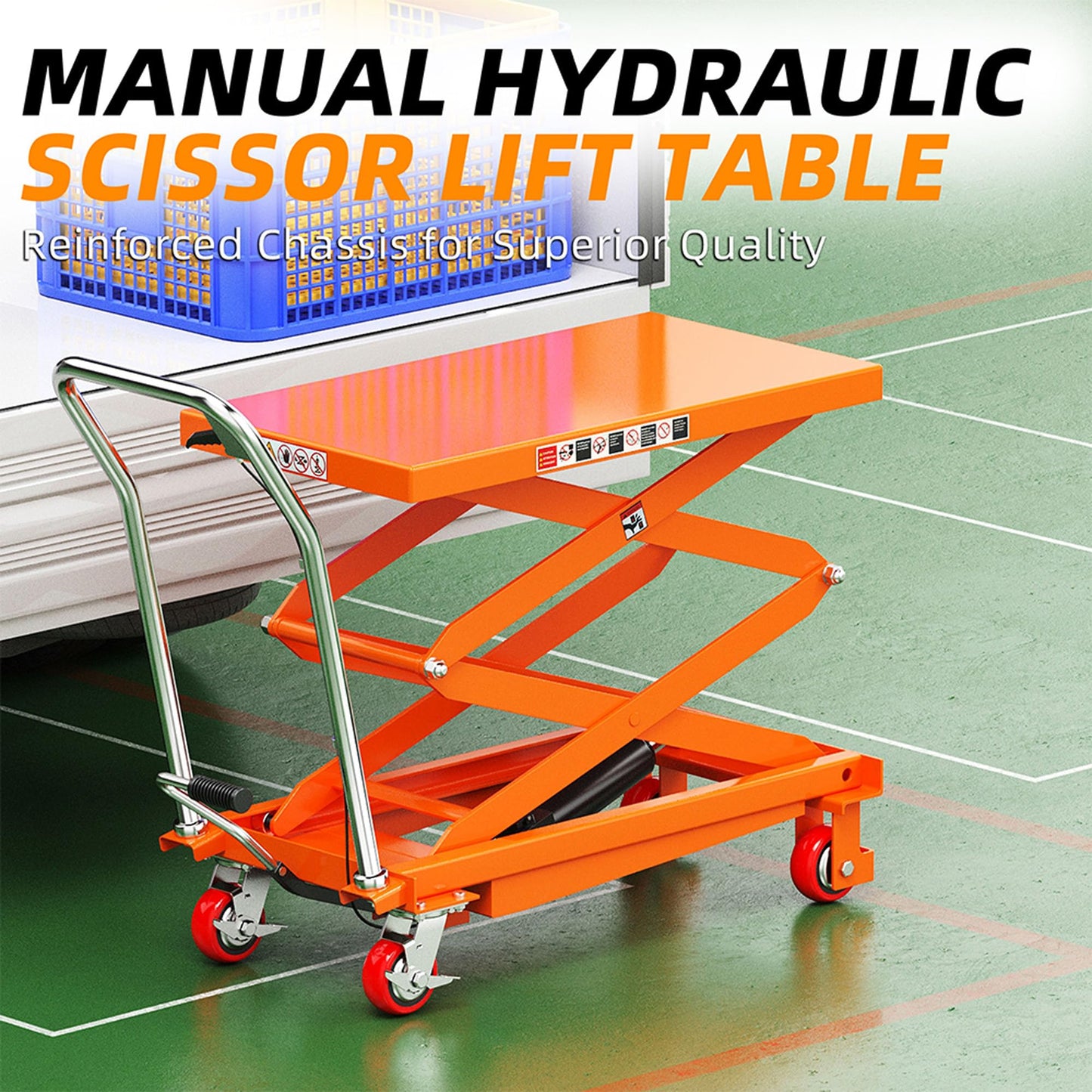 Hydraulic Scissor Lift Table Cart,Capacity Portable Lifting Platform Dolly,Material Lift Trolley with Wheels,Manual Foot Pump Operated Lift Dolly for Warehouse Garage Industrial Use (330 lbs)
