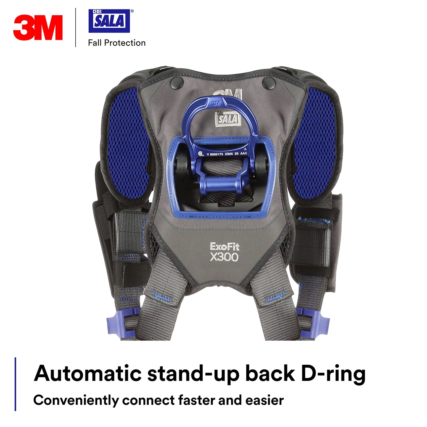 3M 1113421 DBI-SALA ExoFit X300 Comfort Vest Climbing/Positioning Safety Harness, General Industry Fall Protection, Back, Front, and Hip D-Rings, Tongue Leg Buckle, Quick Connect Chest, Medium