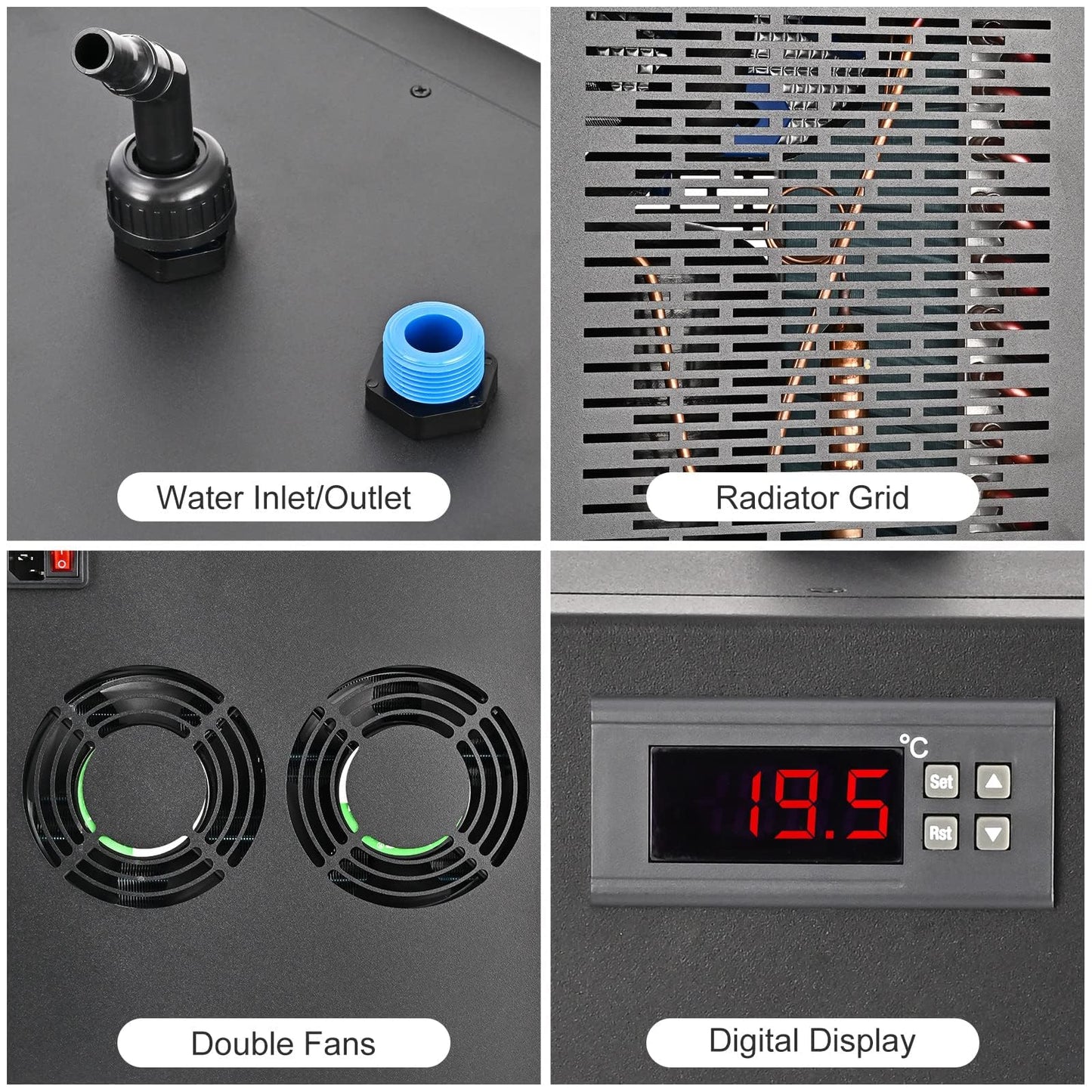 Aquarium Chiller 79 Gal, 1/3 HP Fish Tank Water Chiller 300L Hydroponics Cooler with Quiet Design Refrigeration Compressor and 3M Pipe for Saltwater Freshwater Fish Coral Shrimp Jellyfish Water Weeds