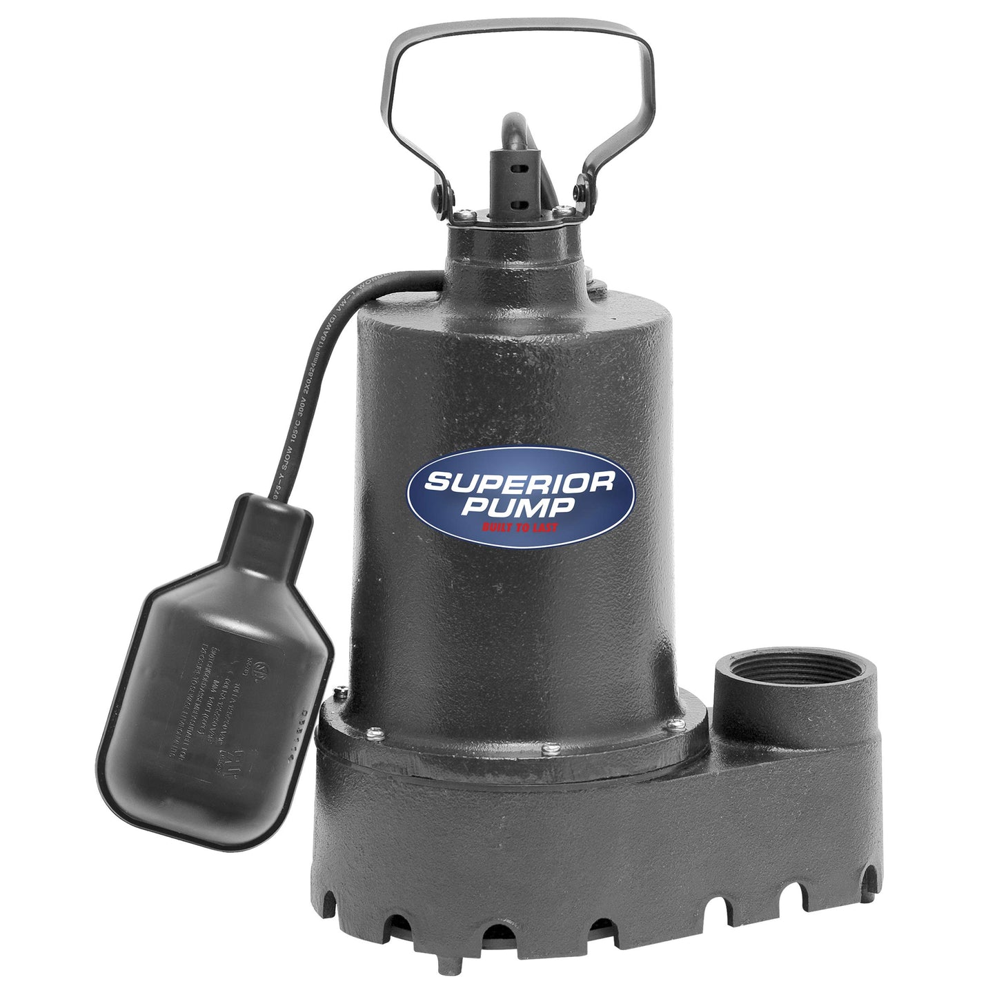 SUPERIOR PUMP 92331 High-Capacity Cast Iron Sump Pump with Tethered Float Switch, 1/3 HP