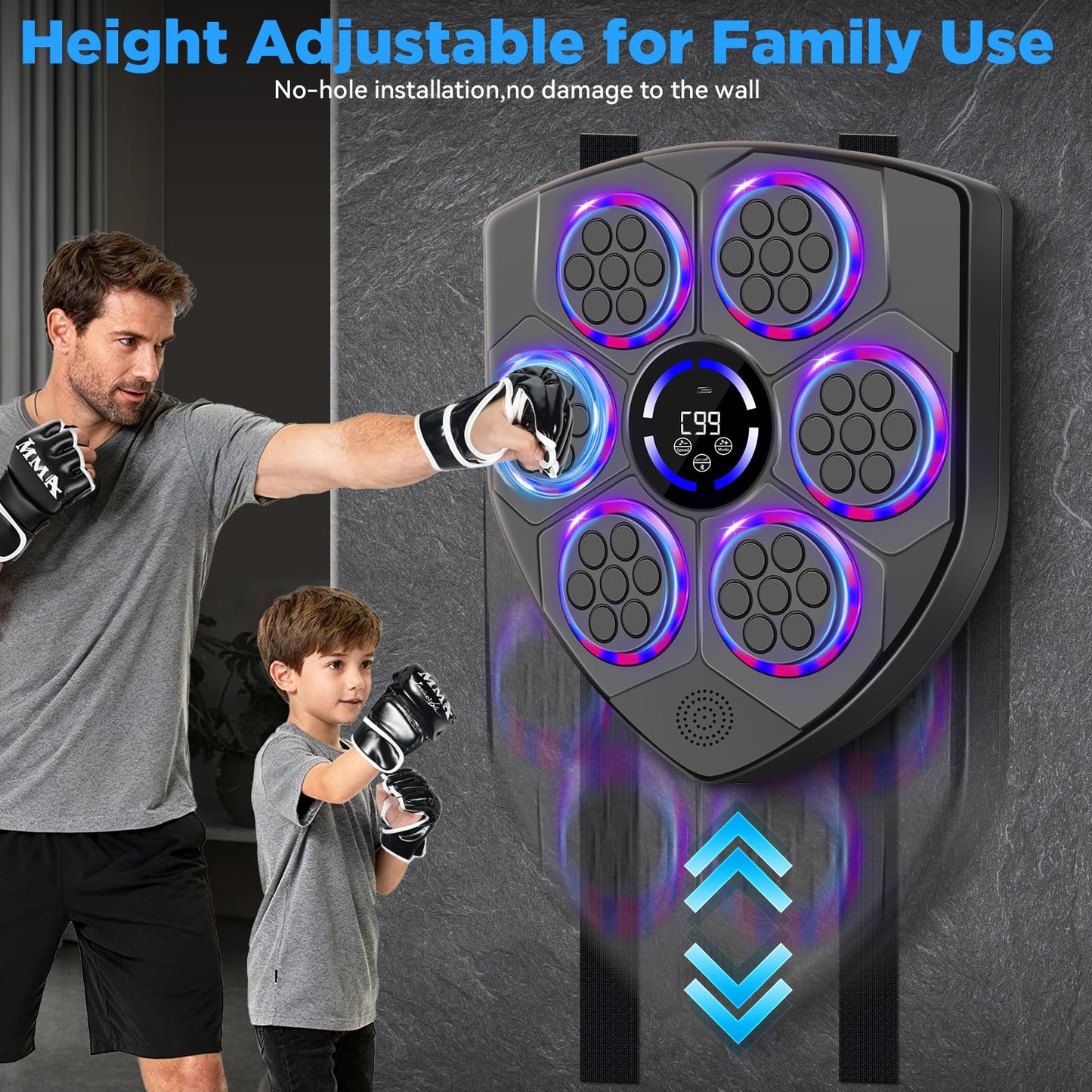 JUOIFIP Music Boxing Machine, Smart Boxing Machine for Adults with Boxing Gloves, 9 Modes & 9 Speeds Wall Mounted Music Punching Machine for Home Gym Office Workout