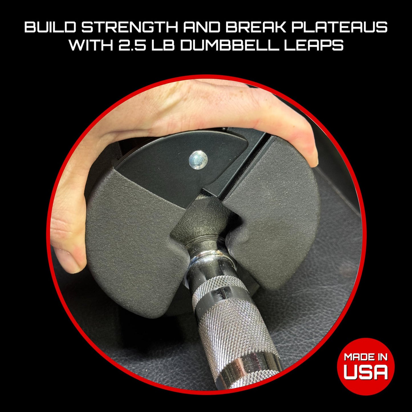 Micro Gainz Dumbbell Fractional 1.25lb Weight Plate, Ideal for Micro Loading, (Choose Color) 4 Piece Fractional Weight Plates, Designed for Dumbbell Training, Made In USA (Black Dip Coated)