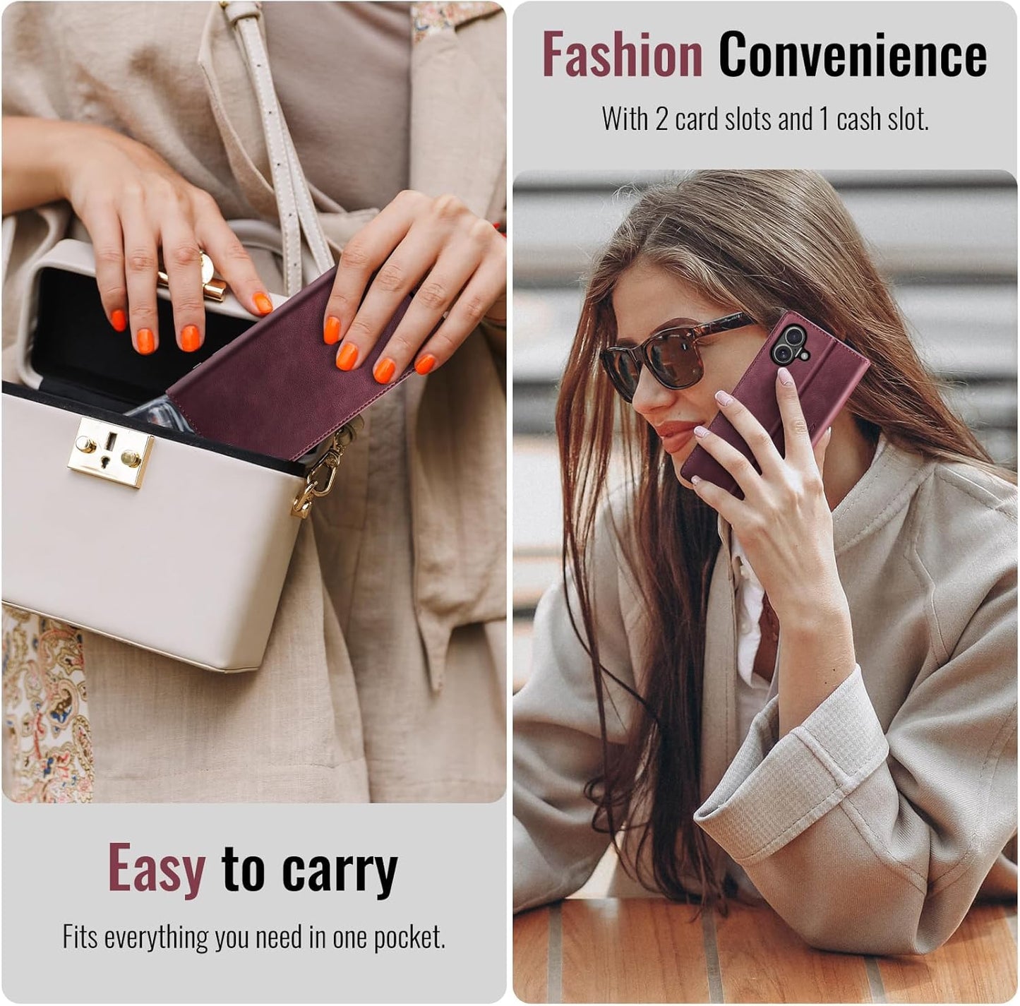 Cracedily 17 17, Wallet Case for iPhone Leather Wallet Flip Cover with Card Holder, Kickstand, Magnetic Closure, RFID