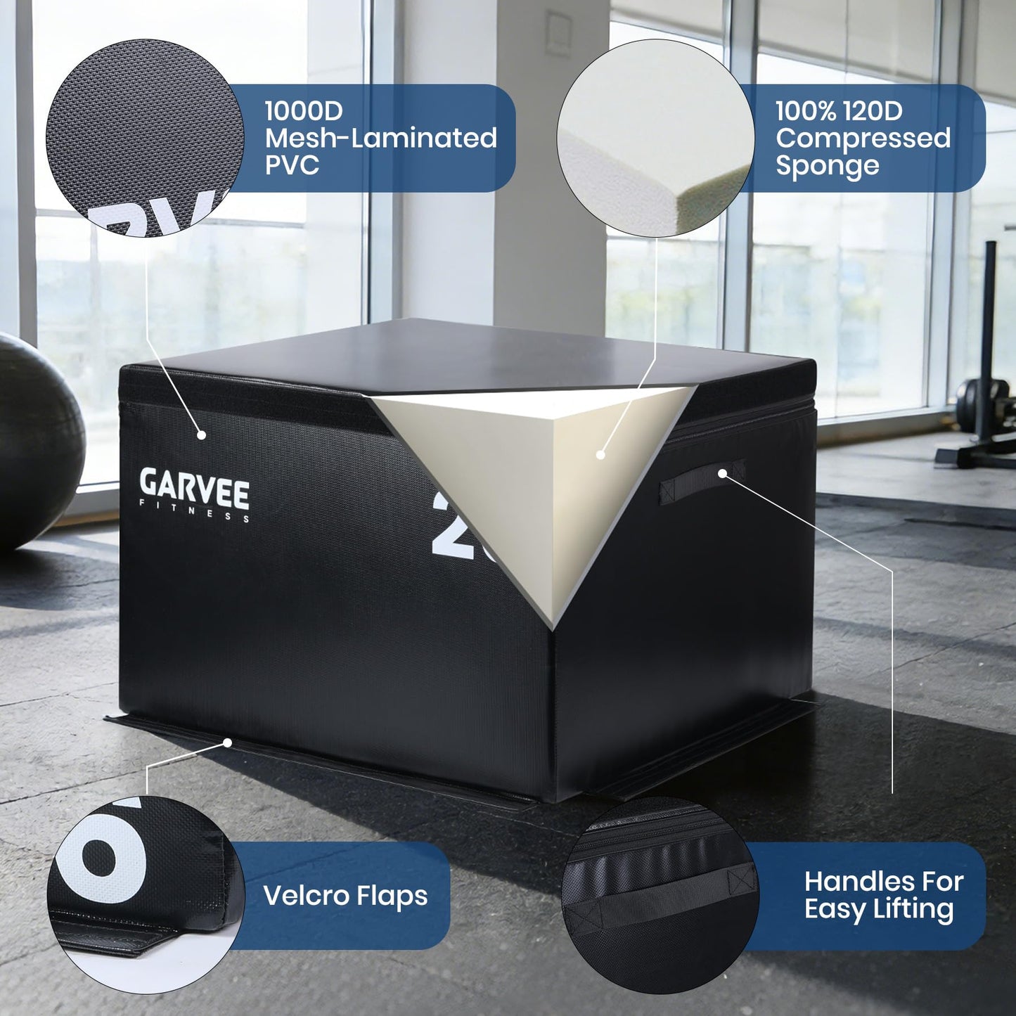 Garvee Stackable Plyo Box 20 Inch, Adjustable Plyometric Jump Box, Soft Foam Step Up Boxes for Home Gym Workouts, Soft Plyo Box for Professional Strength, HIIT, Step-Ups, and Agility Training