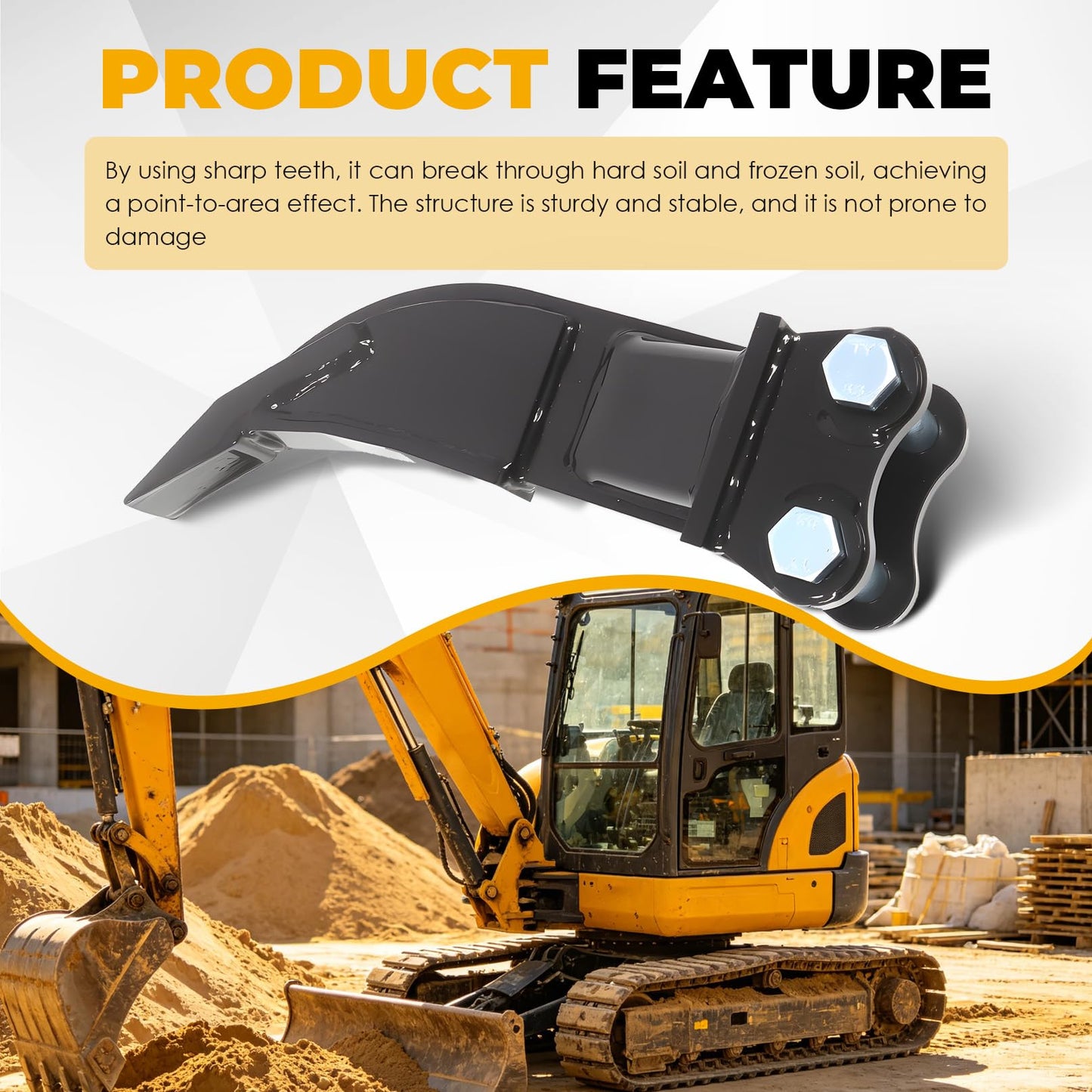 Agrovolcyn Mini Excavator Ripper with Pins Compatible with 1-1.5 Ton Small Excavator 3.54in Span 0.98 Aperture Inches Single Hook Backhoe