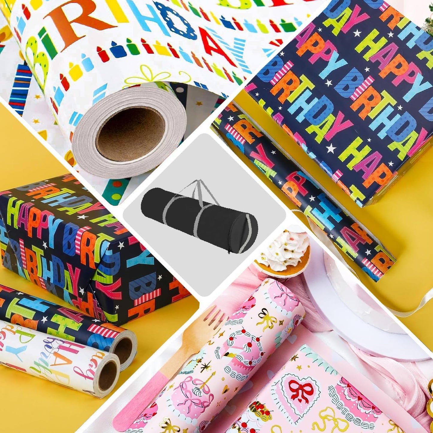 OUTTDID Gift Wrapping Paper Organizer - Durable 600D Oxford Fabric, Holds 18-25 Rolls, Black with Handles & Zipper