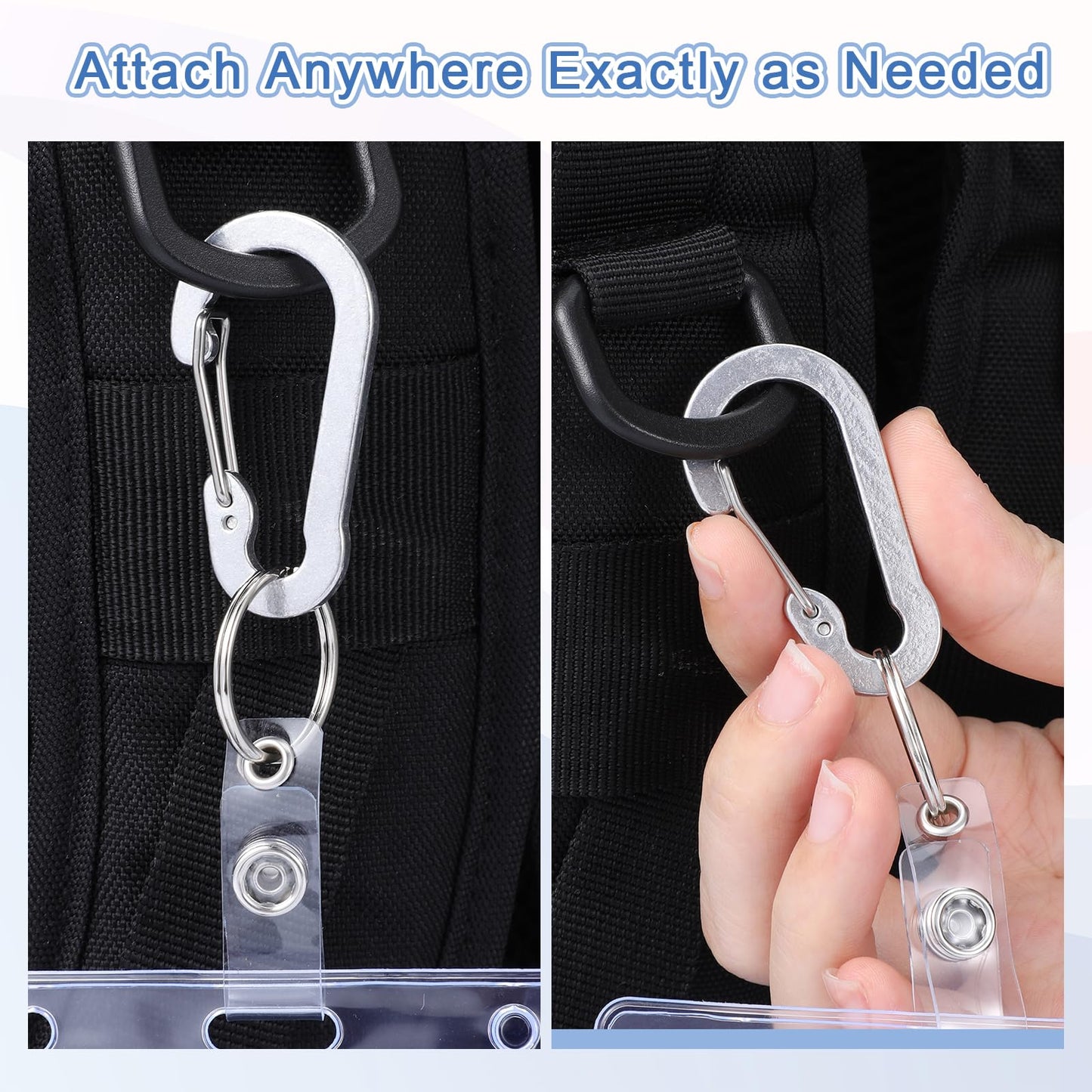 4PCS ID Holder Keychain with Stretchable Spiral Wristband and Carabiner Clip, Transparent Card Holder Keychain, Retractable Wrist Coil ID Badge Holders for Gym Sports Camping Women Men