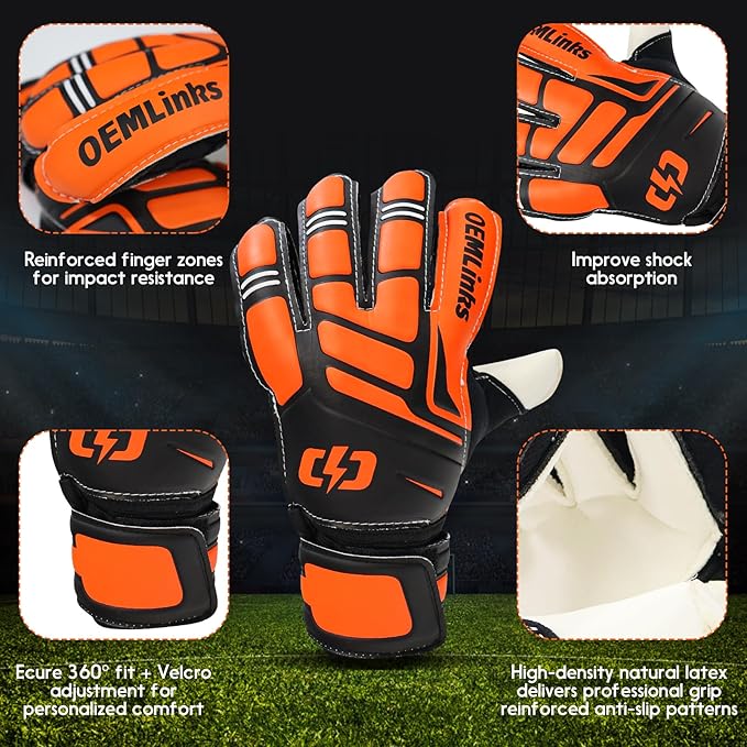 Youth&Adult Goalie Goalkeeper Gloves with Finger Protection Breathable Soccer Gloves with Strong Grips，6 Colors，Sizes 7-10
