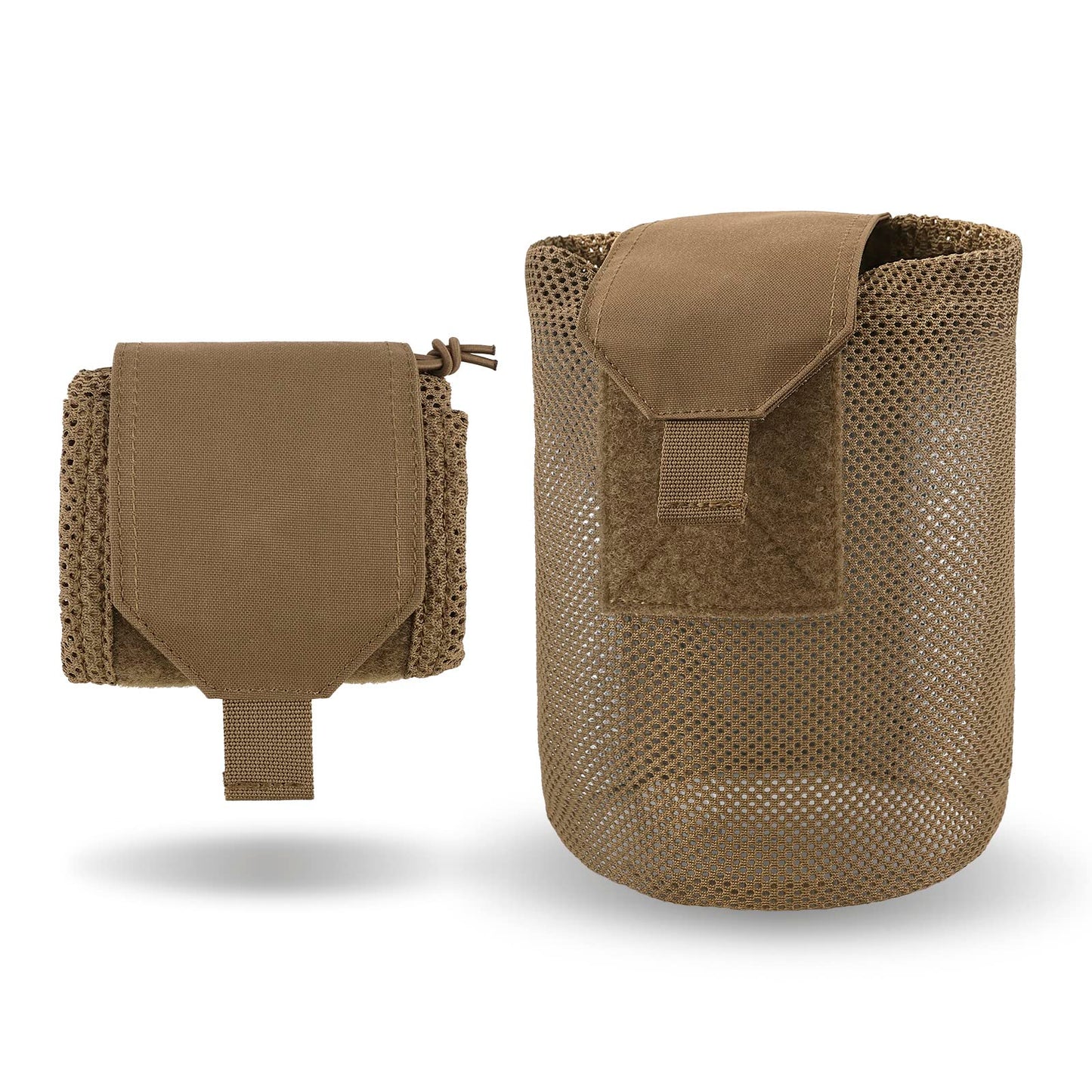 PETAC GEAR Dump Pouch,Molle Drawstring Mag Pouches,Roll Up Foldable Tactical Recovery Tool Pack,EDC Drop Net Storage Bag (Coyote Brown) …