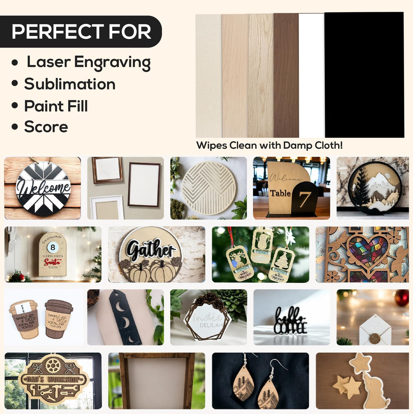 TruFlat Walnut Pre-Finished Plywood Sheets 12 x 19 x 1/8 Inch – MDF Core Wood Boards for Laser Cutting, Engraving, Painting and Sublimation – Smooth Double Sided Finish – Case of 24
