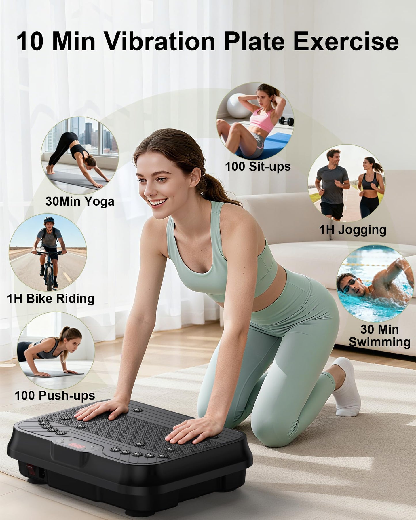 Vibration Plate Exercise Machine, Shake Plate, Vibration Plate for Lymphatic Drainage & Weight Loss, 250 Speed Levels, 400 Lbs Capacity Whole Body Vibrating Plate Workout with Fitness Resistance Band