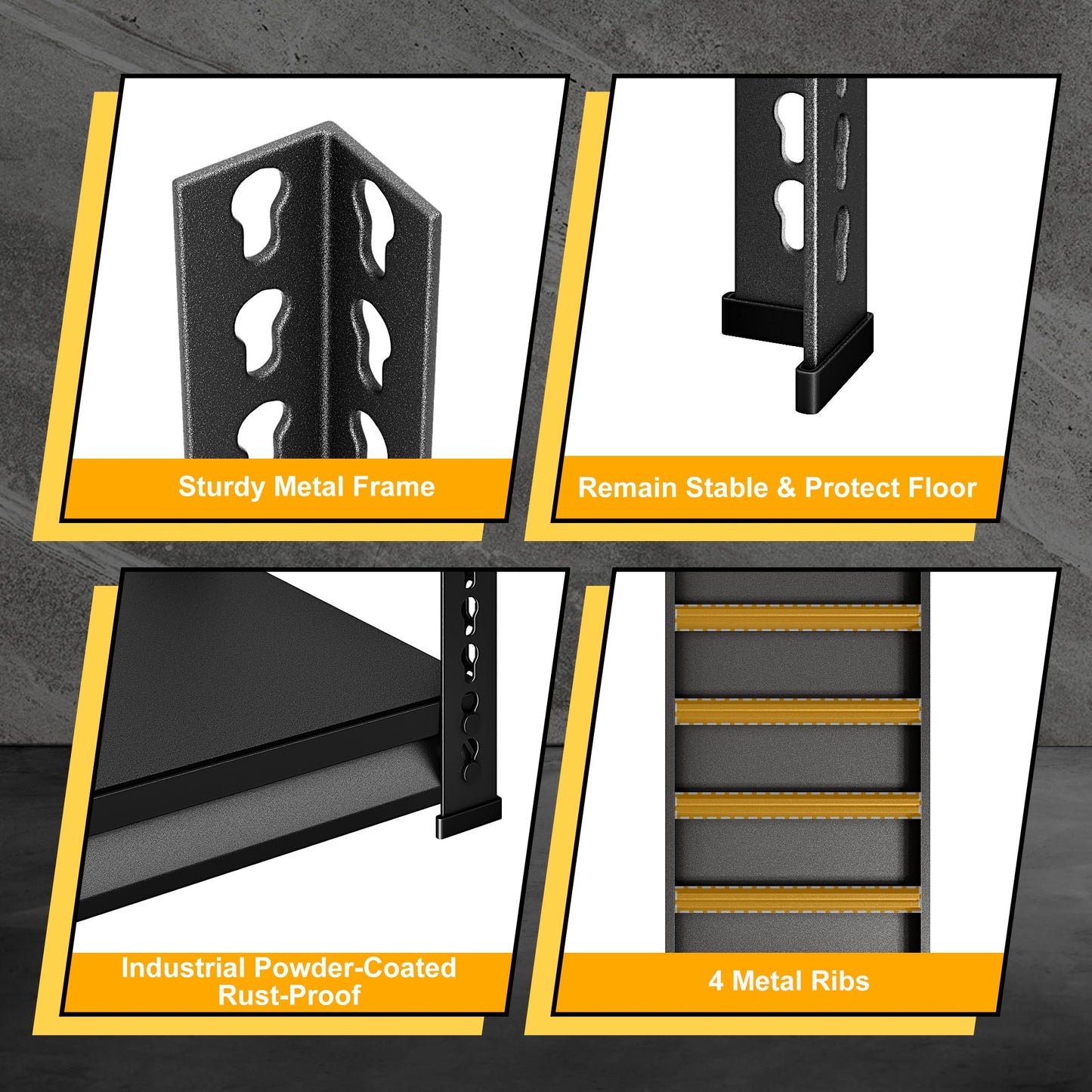 SDXYSTCE 48" W Garage Shelving Heavy Duty, 1500LBS Loads Shelving Units and Storage Racks, 3-Tier Metal Garage Storage Shelves, Industrial Utility Shelf Heavy Duty,48" Wx16 Dx39 H, Black