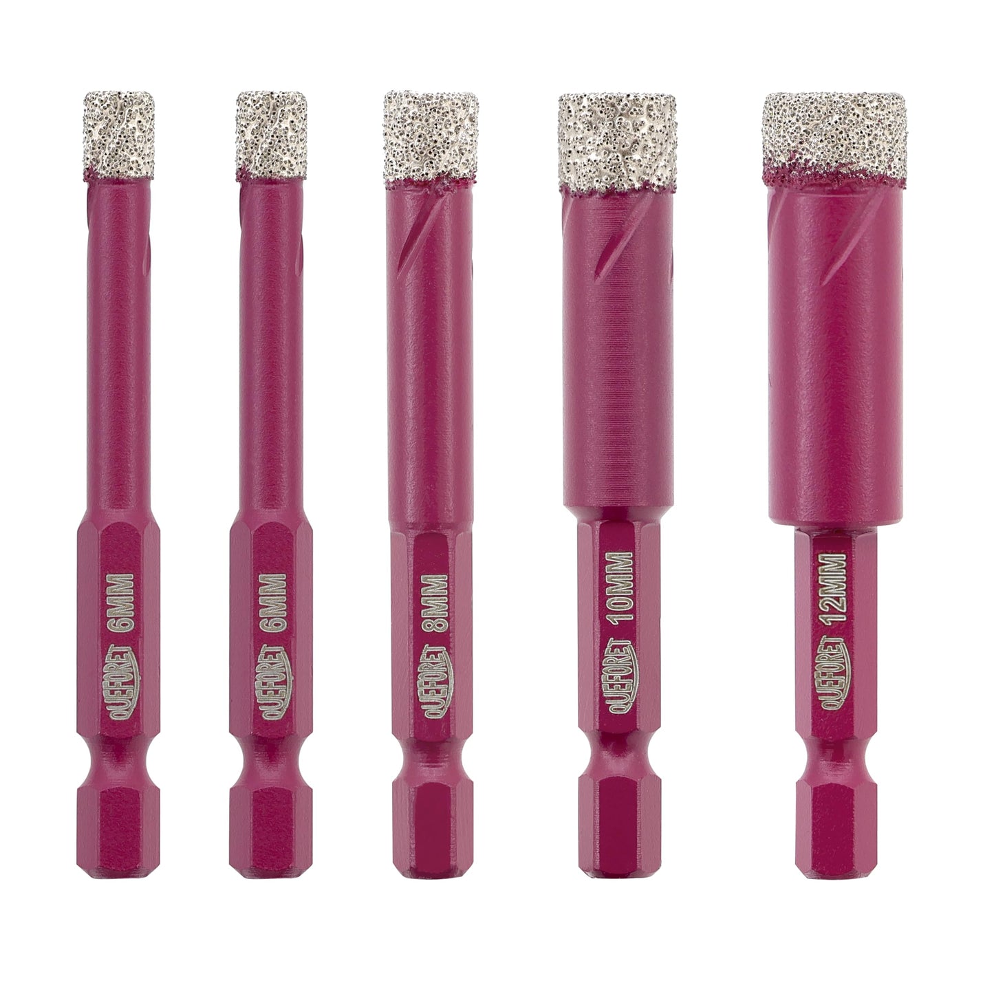 QUEFORET 5pcs Tile Drill Bits 6/6/8/10/12mm & Tile Hole Cutter Set 12pcs with Thread