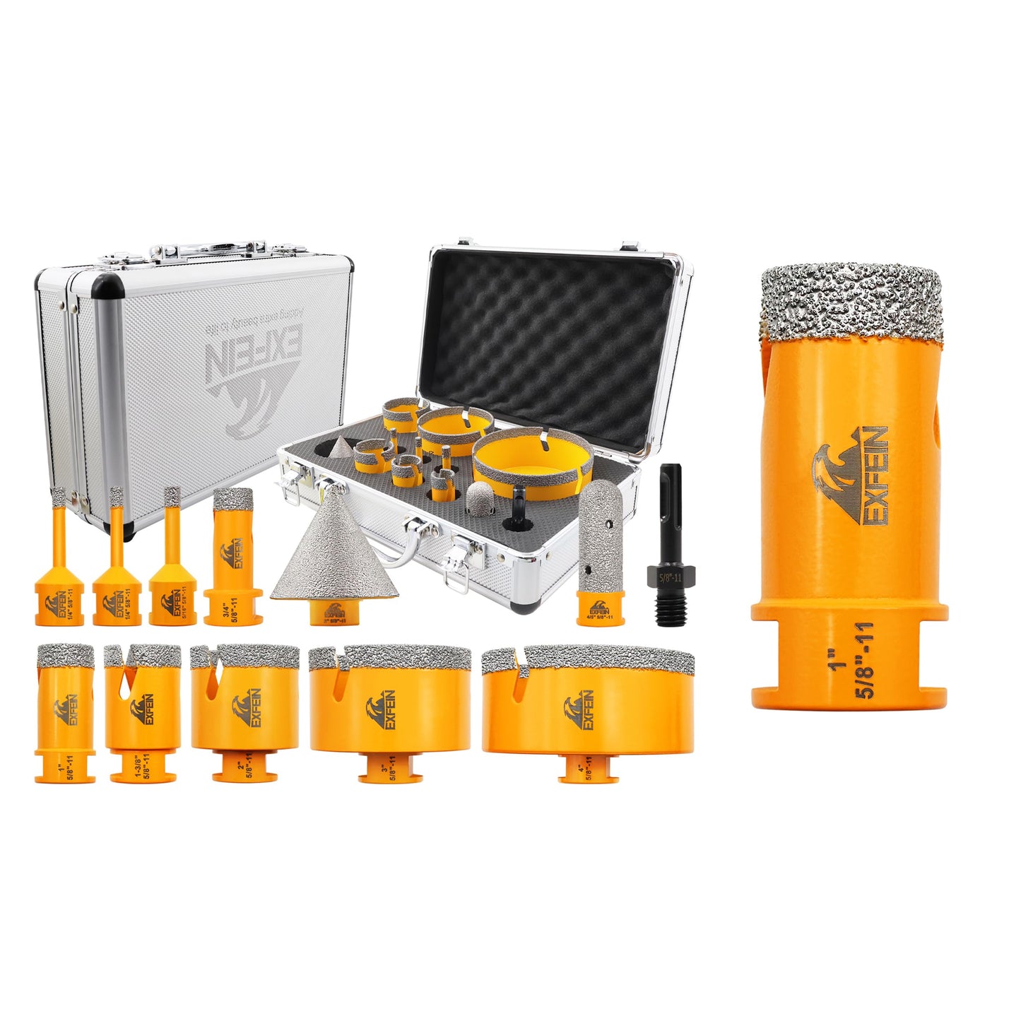 EXFEIN Diamond Core Drill Bit ，EXFEIN Tile Hole Saw Kit 12pcs