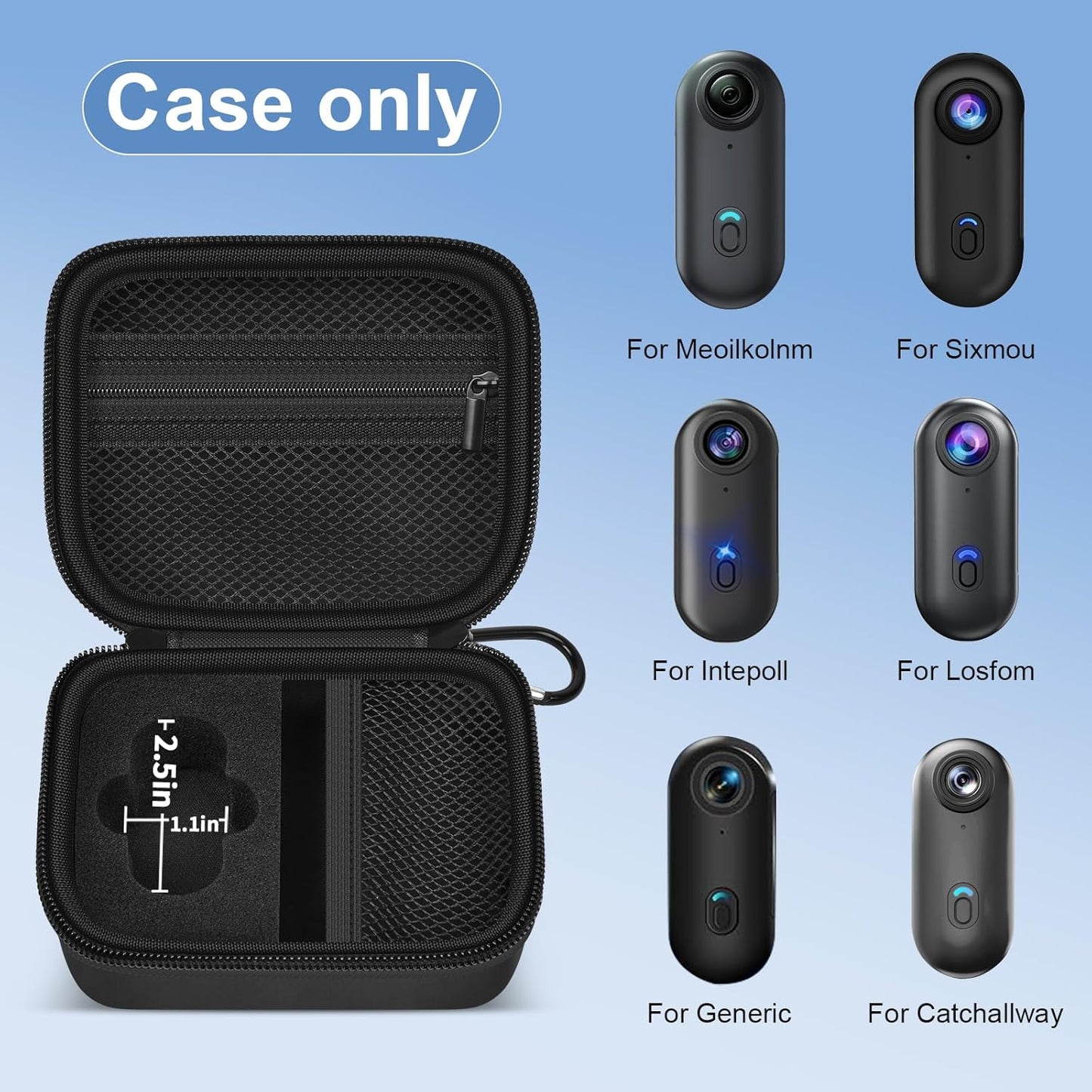 Mini Body Camera Case, Wearable Thumb Action Cam Holder, Storage Bag for Tiny Portable Camcorder, Small Recording