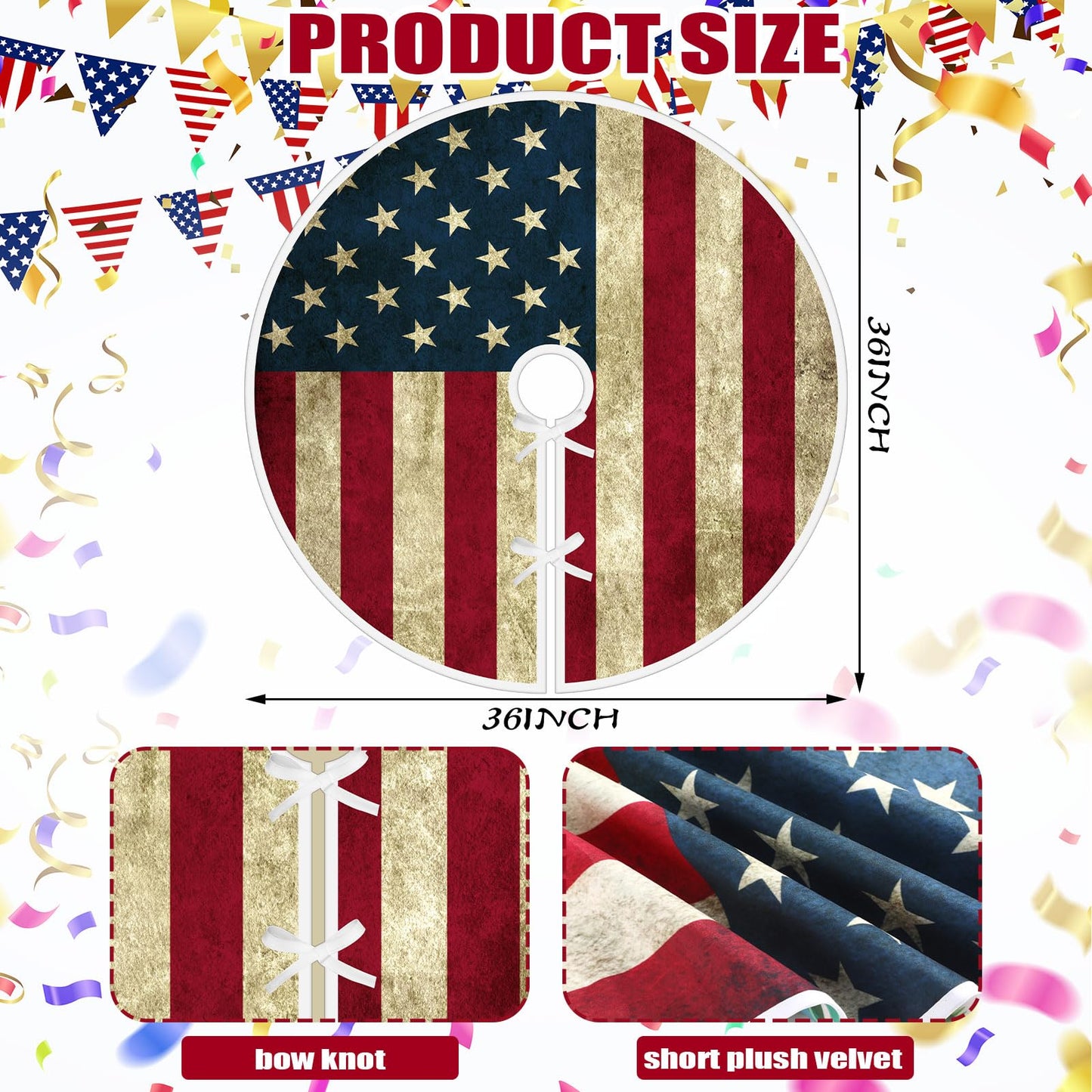 PullCrease 36 Inch Patriotic Tree Skirt Reversible Summer Flamingo Tropical Palm Leaf 250th Anniversary Memorial Day Double Sided Print Mat for 4th of July Summer Tree Decoration