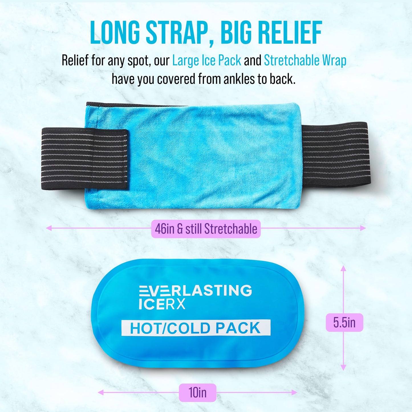 Gel Ice Packs for Injuries Reusable, Hot & Cold Gel Wrap (4 Pack), Adjustable & Flexible, Long Lasting Instant Compression for Back, Knees, Shoulders, Elbows, Neck, Foot & Ankle