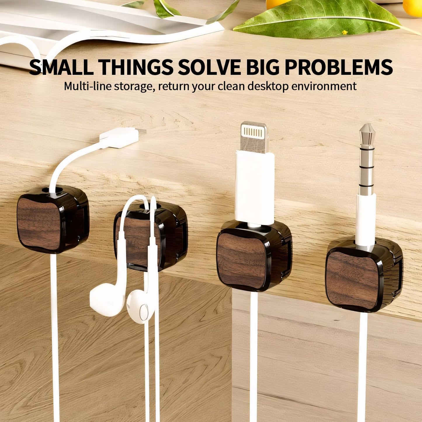 LUCKY BEAN 8 Pack Magnetic Cable Clips Cord Holder, Under Desk Cable Management, Adhesive Wire Holder Keeper Organizer