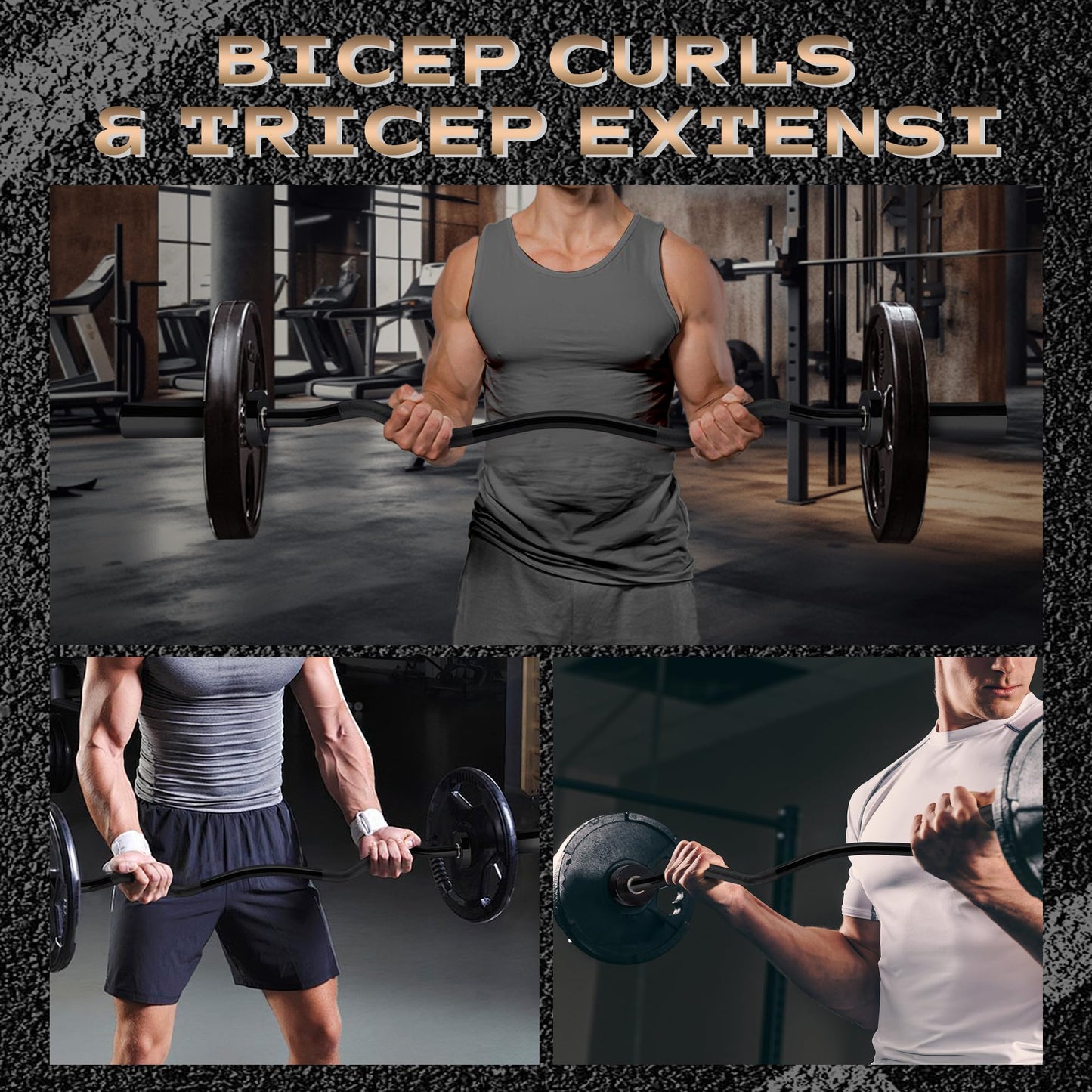 47" Olympic EZ Curl Bar - 500lb Capacity Heavy Duty Chrome Curling Bar for Biceps Triceps Workout, With 2 Spring Collars, Fits 2" Standard Weight Plates for Home & Gym Strength Training