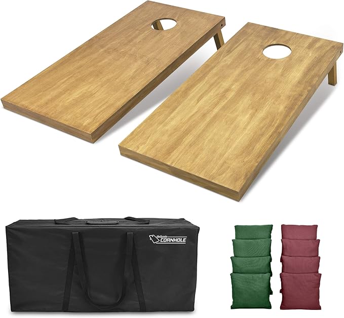 GoSports 4 ft x 2 ft Regulation Size Wooden Cornhole Boards Set - Includes Carrying Case - Full Regulation Size Bean Bag Toss Boards