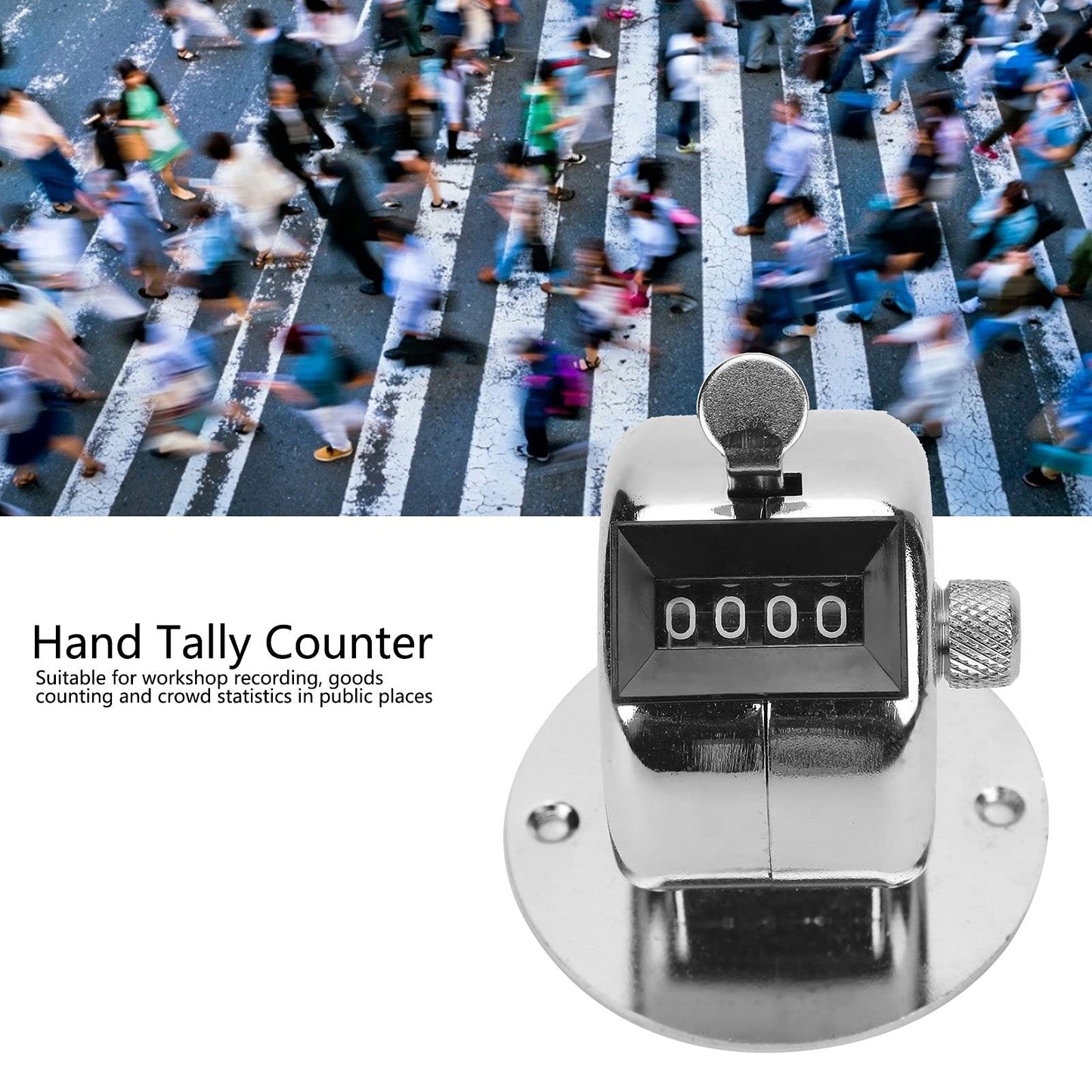 Stainless Steel Tally Counter Handheld Metal Counting Clicker 4-Digit Manual Inventory Tracking Tool for Workshop with Buttons Base Knob