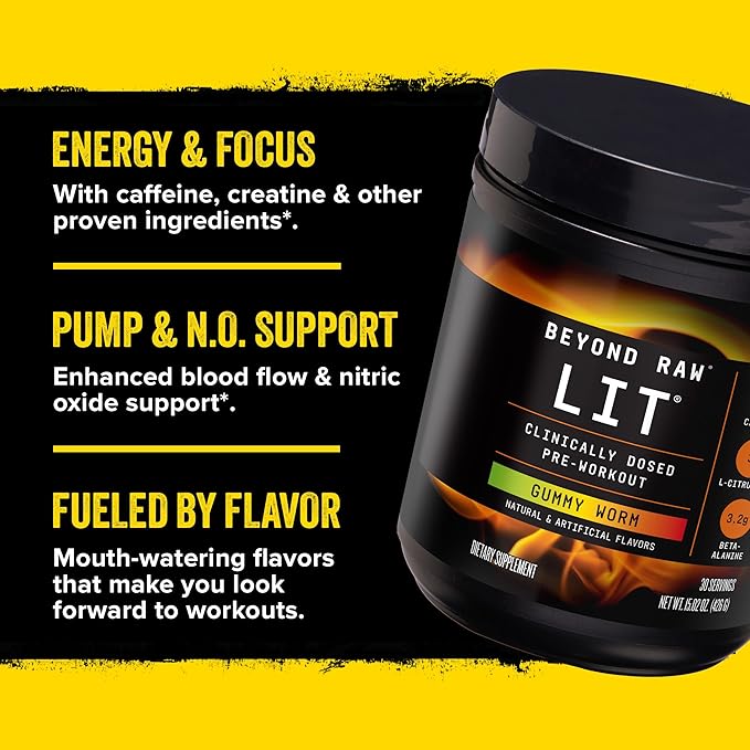 Beyond Raw LIT Pre-Workout - Fruit Punch (30 Servings)