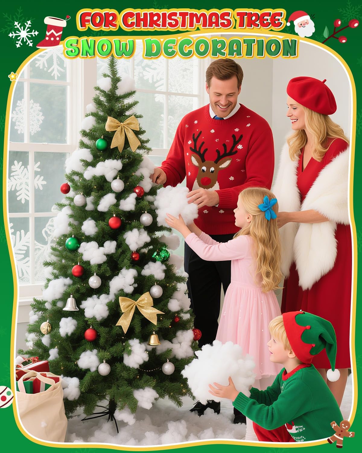 Skiennix Fluffy Fake Snow | 35.27oz Cotton Artificial Snow for Christmas Decor & Village