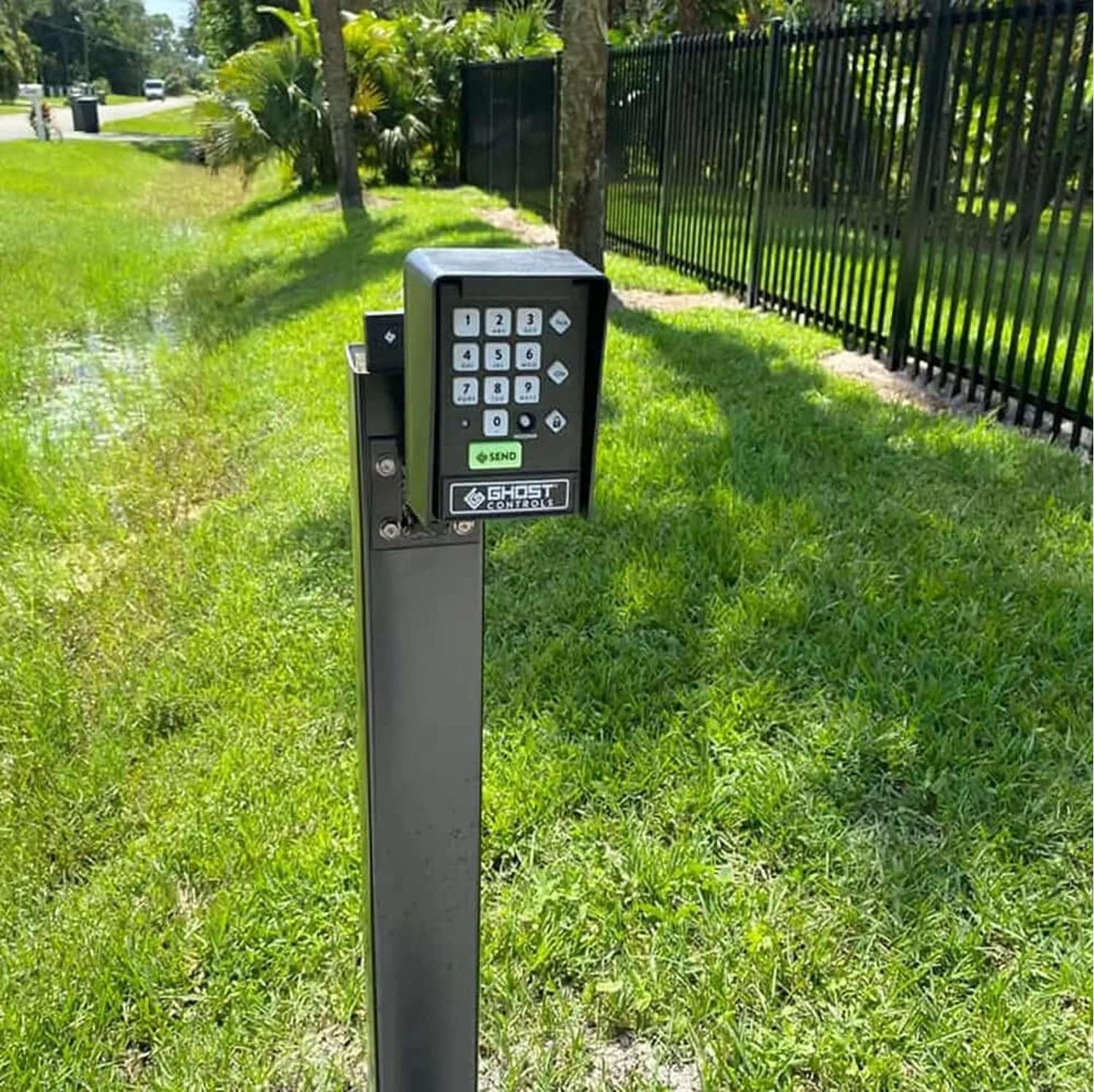 Ghost Controls Decorative Dual Solar Automatic Gate Opener with 2 Premium Wireless Keypads Bundle