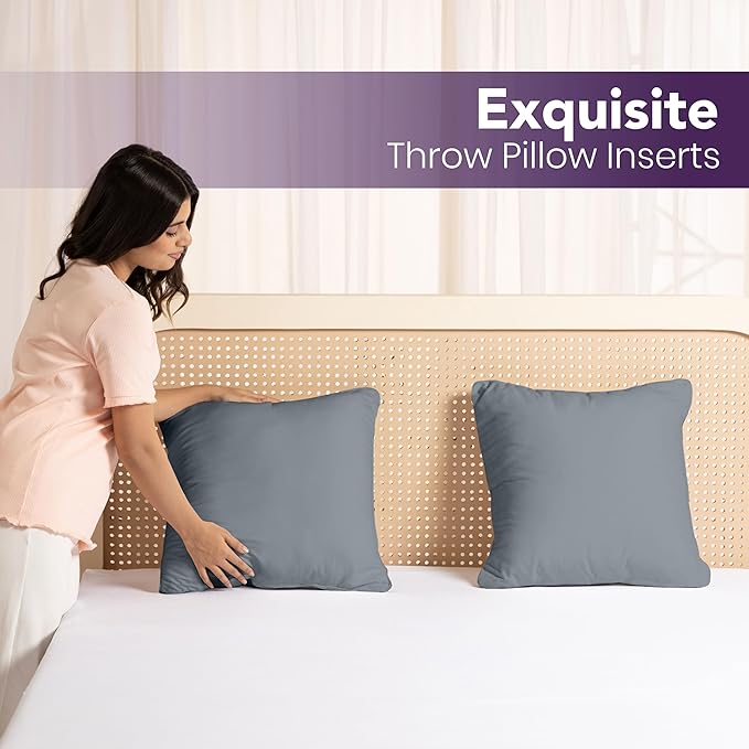 Utopia Bedding 20x20 Pillow Inserts, Set of 2, Grey – Indoor Decorative Throw Pillows for Bed, Sofa & Couch – Soft, Supportive & Fluffy Cushion Inserts