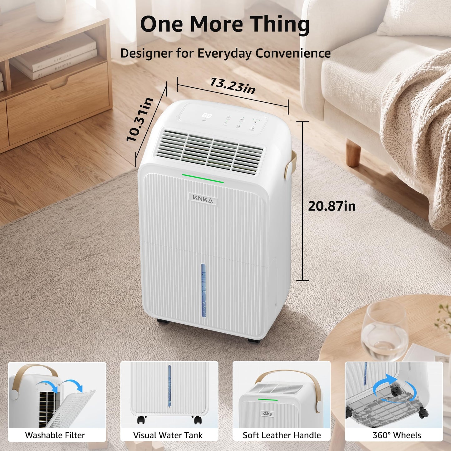 KNKA 2500 Sq.Ft Dehumidifier for Basement with Drain Hose Max 34 Pints, Dehumidifiers for Home, Bedroom, Bathroom, Large Room, Three Modes, Intelligent Humidity Control, Dry Clothes, 24HR Timer
