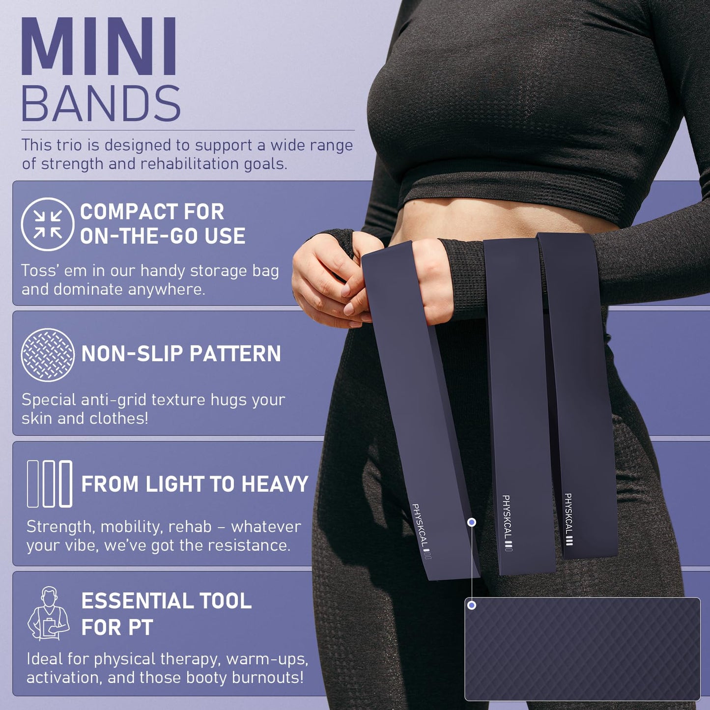 PhysKcal Pilates Ring Set, 15-Inch Magic Circle with 1x Core Ball, 3X Resistant Loop and 2X Flex Band, Mat Pilates at Home Essential Kit (Navy)