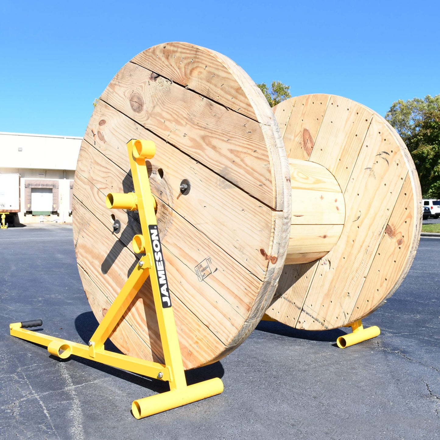 Jameson Heavy Duty Portable Reel Buck – Adjustable Steel Cable Reel Stand, 1,000 lb Capacity | Holds Reels up to 54” Diameter x 40” Width | Collapsible, Quick Setup | Made in USA