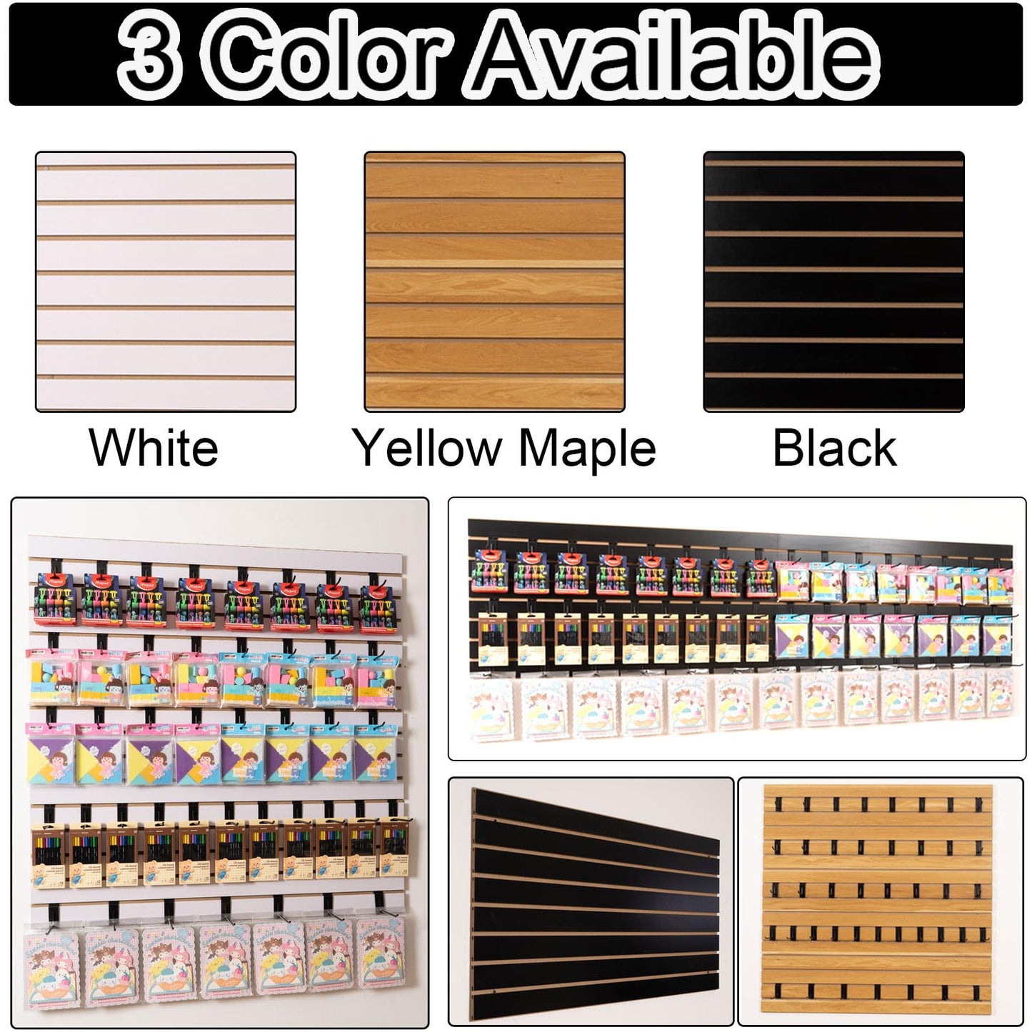 FRAYSCENT Slat Wall Paneling for Retail Display 2 Pack 4'x2', Black MDF Slatwall Panel for Garage Organizer Shiplap Wall Paneling,Slat Board Garage Slatted Storage Systems, Easy Install