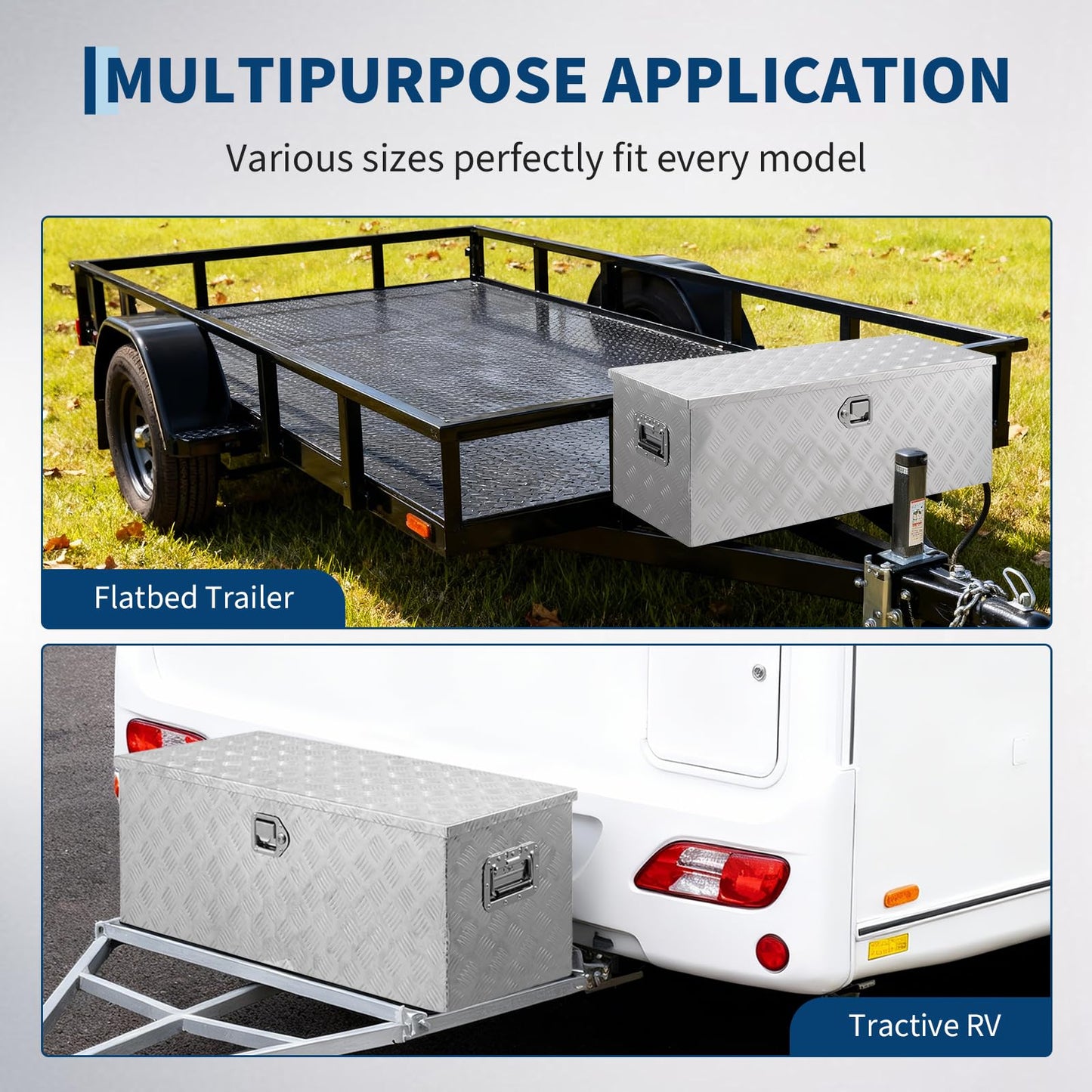 GarveeLife Heavy Duty Aluminum Truck Bed Tool Box – 36x15x15 in, Weatherproof & Lockable, Gas Strut Lid, Side Handles, Organizer Tray, Silver Five-Striped, Mohair Lint Low