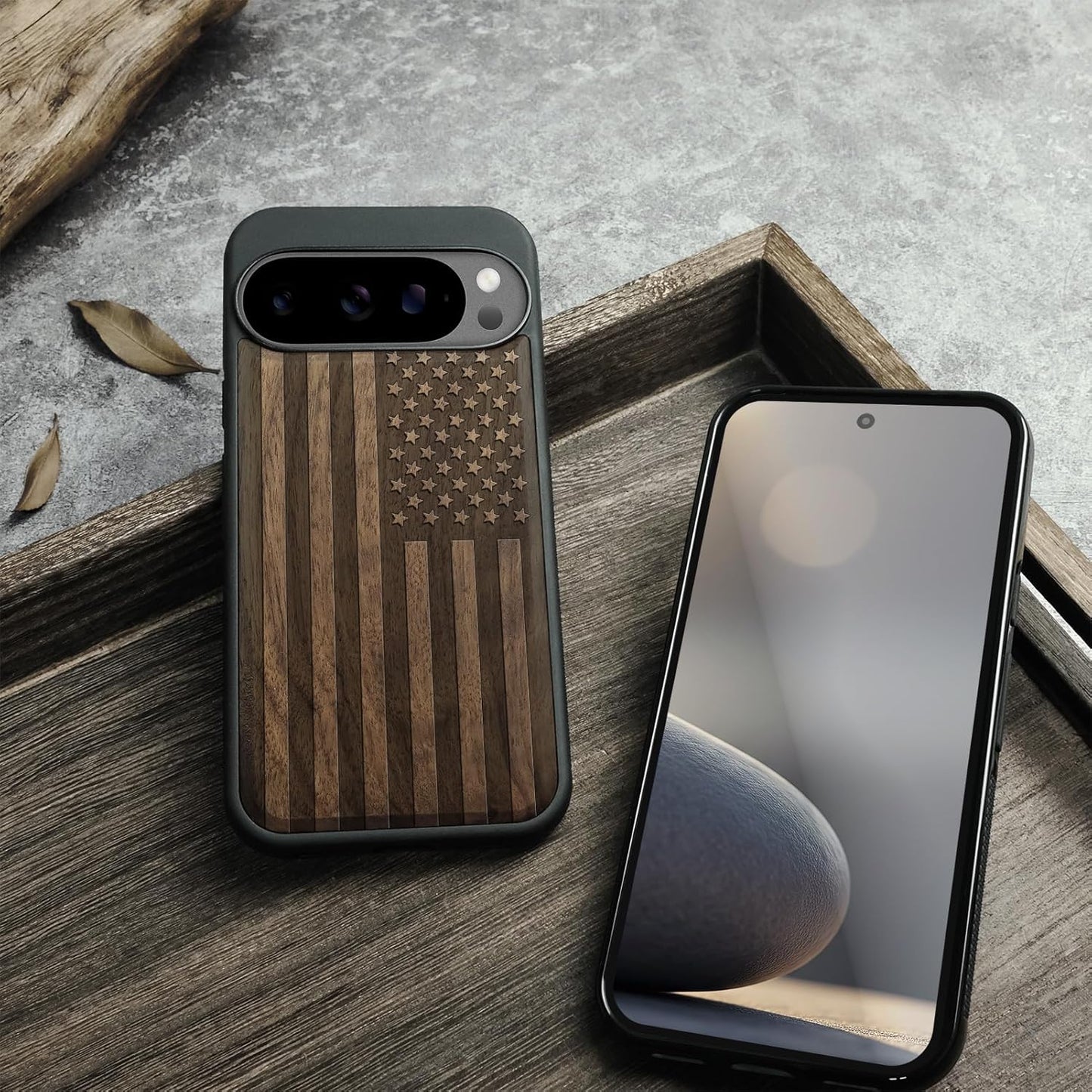 Carveit 10 Magnetic Wooden Case for Google Pixel Pro XL Case, Wood Artisan Engraved & Soft TPU Shockproof Cover
