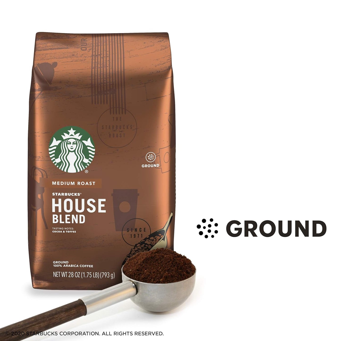 Starbucks Medium Roast Ground Coffee - House Blend - 100% Arabica - 28 oz. Bag