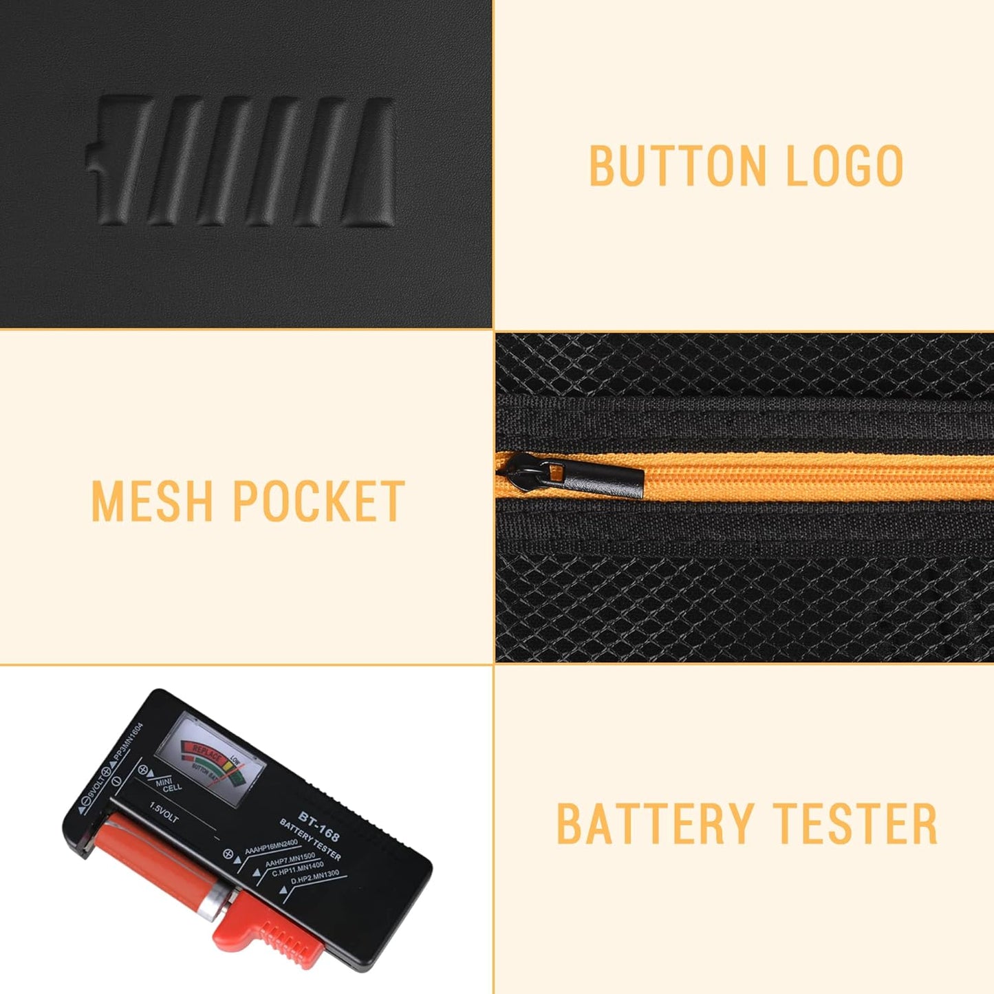 3 Pack 88 Battery Organizer Storage Case with Tester for AA AAA Button Battery Holder Carrying Batteries Variety