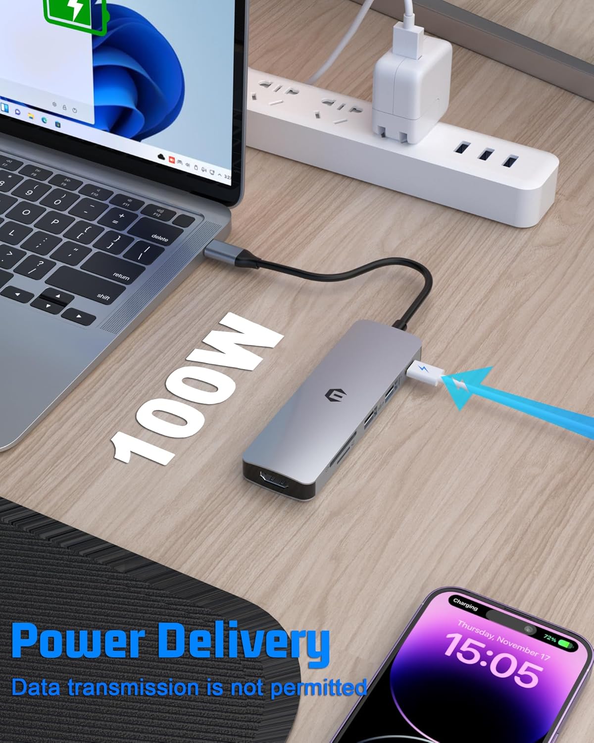 TOTU 100w 4K 3.0, USB C Hub, PD USB C Docking Station, Display HDMI Docking Station (USB A SD/TF Slot) Type C Hub