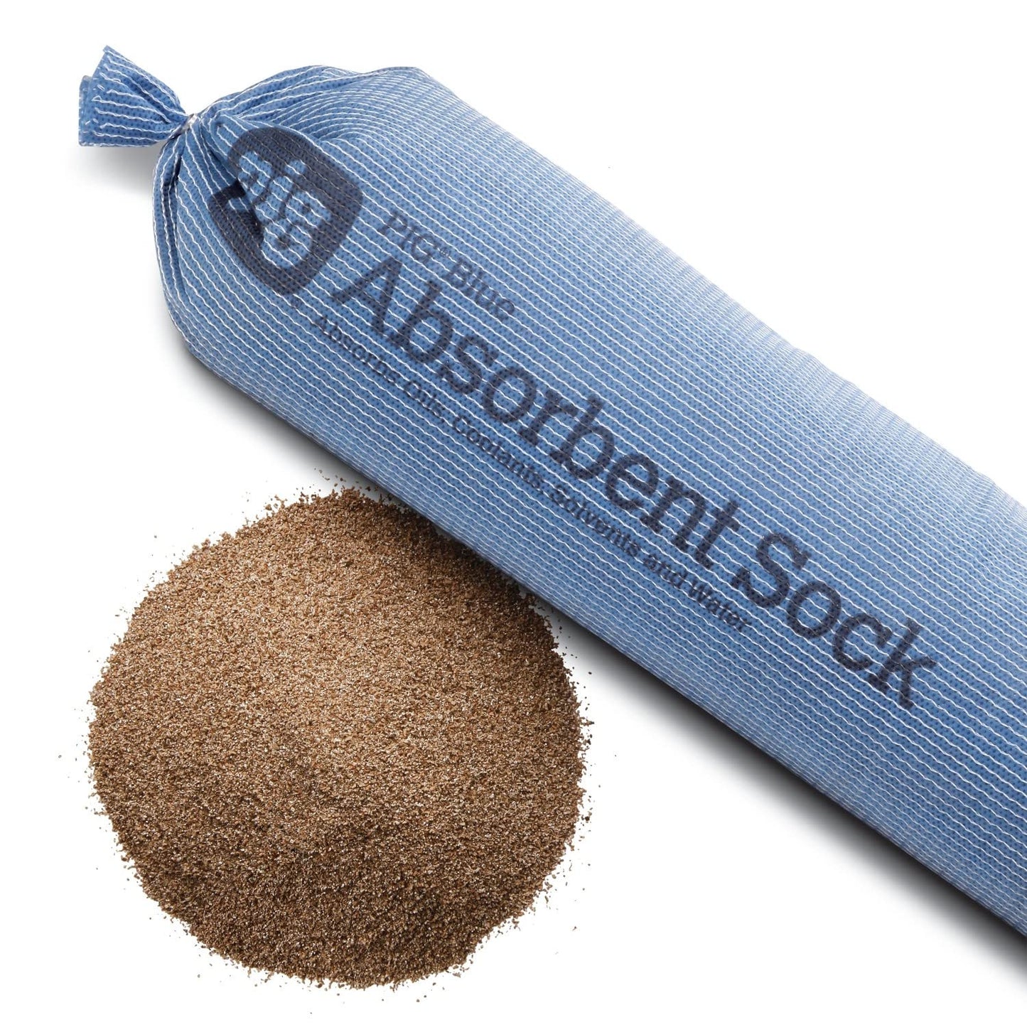 PIG Blue Absorbent Sock Heavy Sock Forms Barrier & Prevents Spills from Spreading 8-Gal Absorbency 5" x 10' 4 Socks PIG217