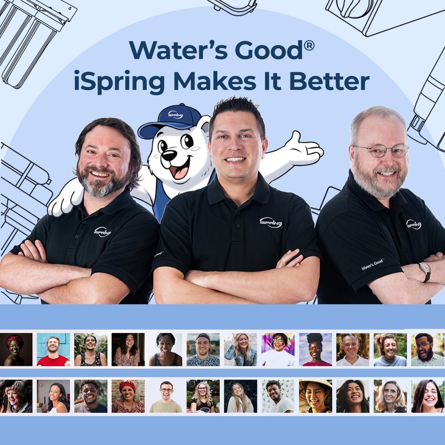 iSpring Whole House Water Filter System Ultimate PFAS Scale and Heavy Metals Protection Removes Up to 99% PFOA & PFOS with SGS-Tested Media, Jumbo Spin-Down Sediment Filter Model: WGB32B-PFKDS+WSP50J