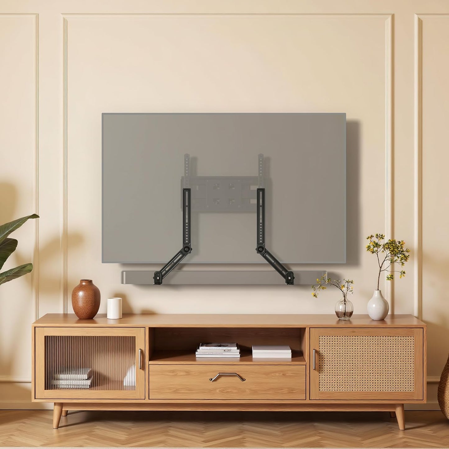 C YECEN 22Lbs, Sound Bar Mounts Under TV or Above TV, Soundbar Mount Hold Up to with Detachable Extension Arms
