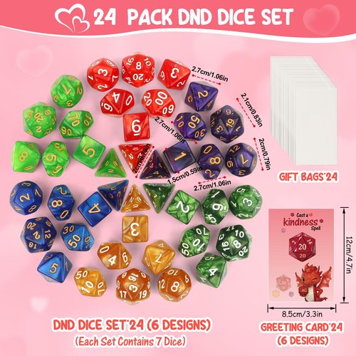 24 Pack Mystery Dice Set Bulk, 168PCS Mystery Dice Set Easter Egg Fillers, Basket Stuffers for Kids Easter Egg Stuffers, Classroom Prizes, for Easter Egg Hunts, Party Favors, Kids, School