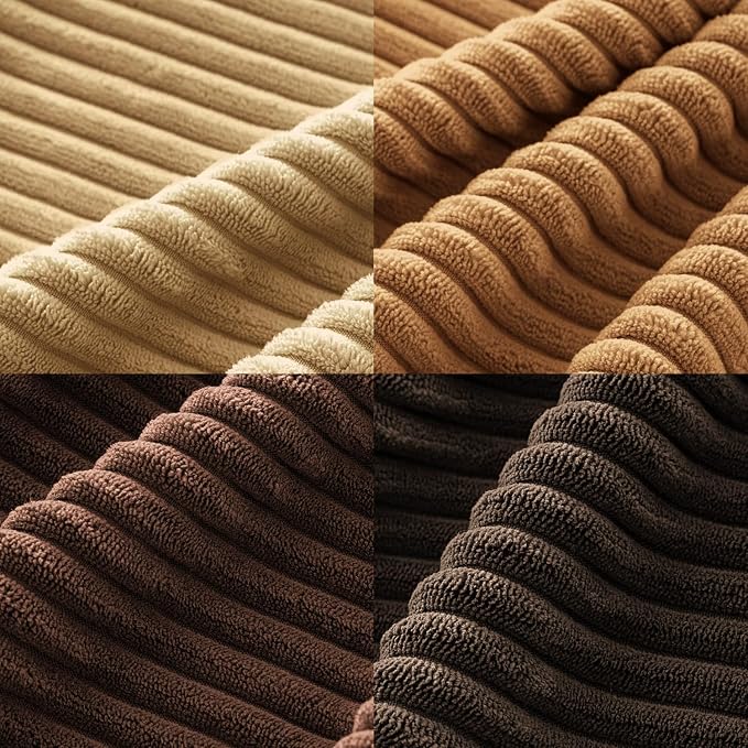 MIULEE Boho Farmhouse Throw Pillow Covers 18x18 Inch Set of 4 Rustic Mordern Neutral Cushion Covers Soft Corduroy Nordic Home Decor for Couch Bed Sofa Living Room Camel Brown
