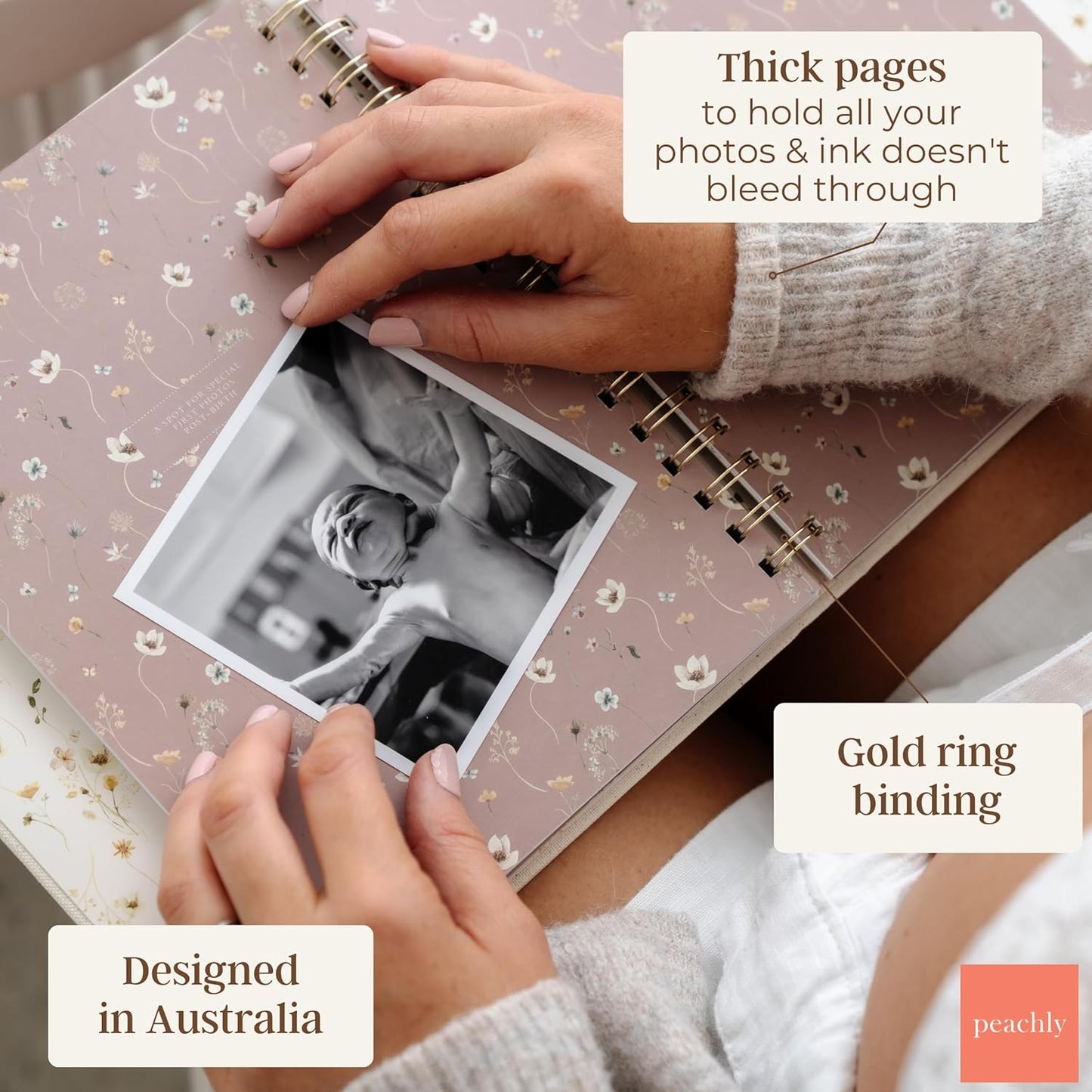 Peachly Pregnancy Journal - Linen Keepsake Book to Capture Milestones | Ideal for First-Time & Experienced Moms