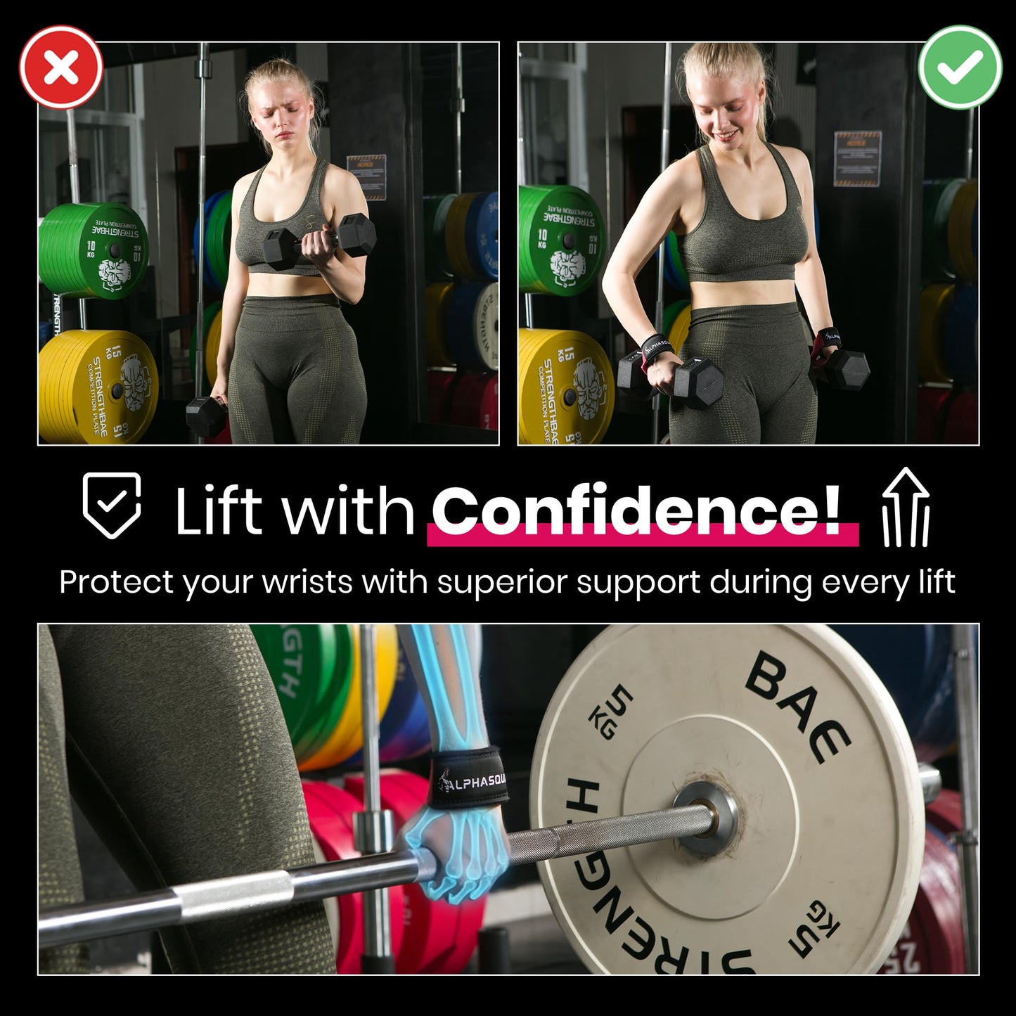 ALPHASQUAD Lifting Straps for Weightlifting – Heavy Duty Wrist Straps for Weightlifting with 7mm Thick Padded Cotton Wraps, 22.5" Long, 1.5" Wide – Deadlifts, Strength Training, Powerlifting, Men & Women