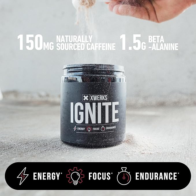 Xwerks Ignite Orange Pre Workout Powder, Natural Keto Pre Workout for Women and Men with Explosive Energy, Gluten Free Blend for Endurance and Stamina, 150mg Caffeine, 30 Servings