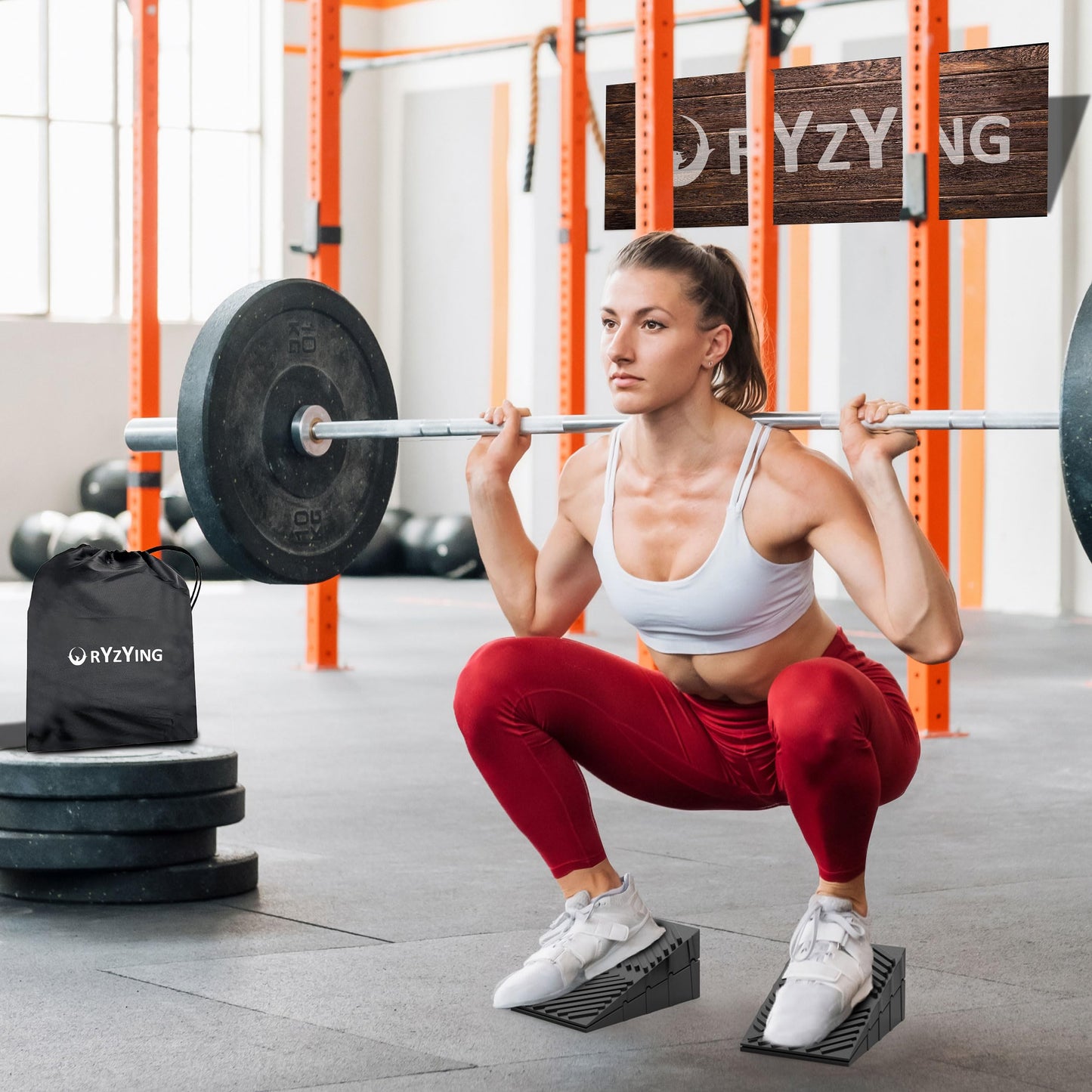 Ryzying Squat Wedge Rubber Slant Board Squat Wedge Block 2PCS Non Slip Professional Squat Ramp,Squat Platform for Heel Elevated Squats and Calf Raises,Slant Board Professional Squat Ramp for Weights