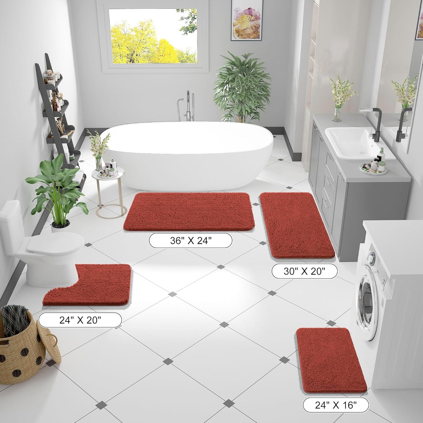 OLANLY Bathroom Rugs - Extra Soft Chenille Bath Mats | Quick Dry, Machine Washable, 36x24, Rustic Terracotta
