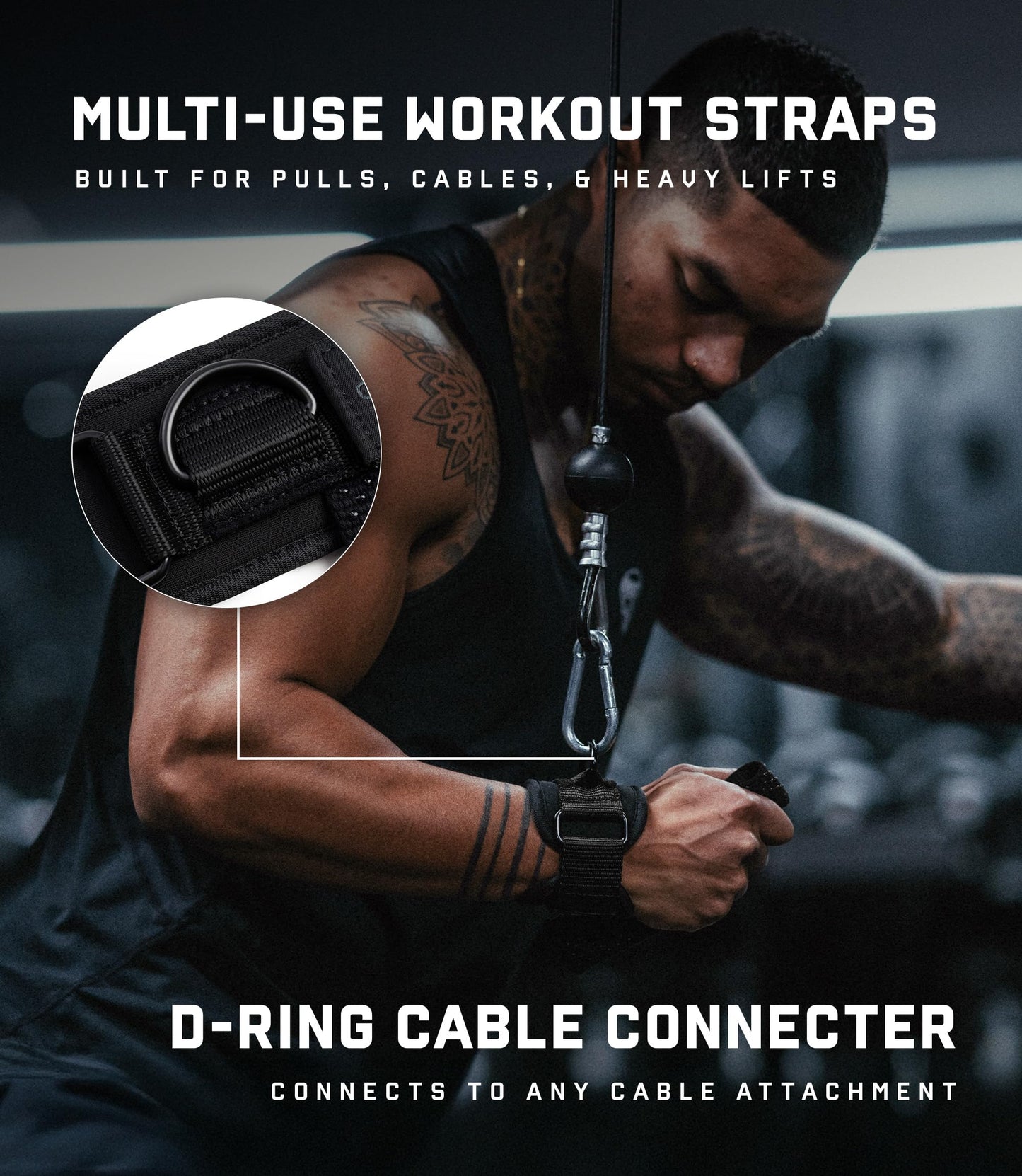 Gymreapers GripLink Lifting Straps, Black/Black